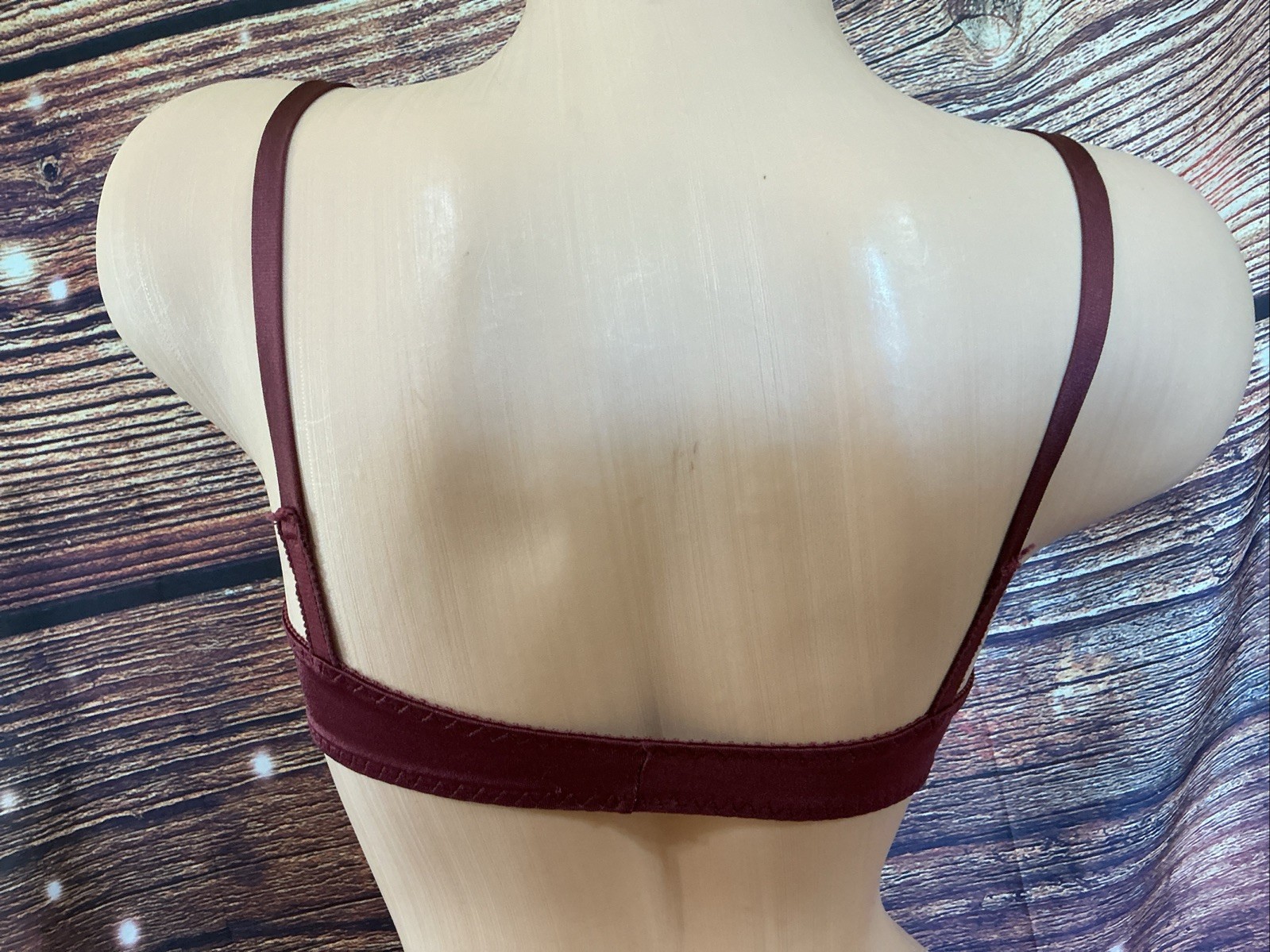 Vintage Maidenform Sweet Nothings Underwire Lace Front Closure Bra Wine 34C