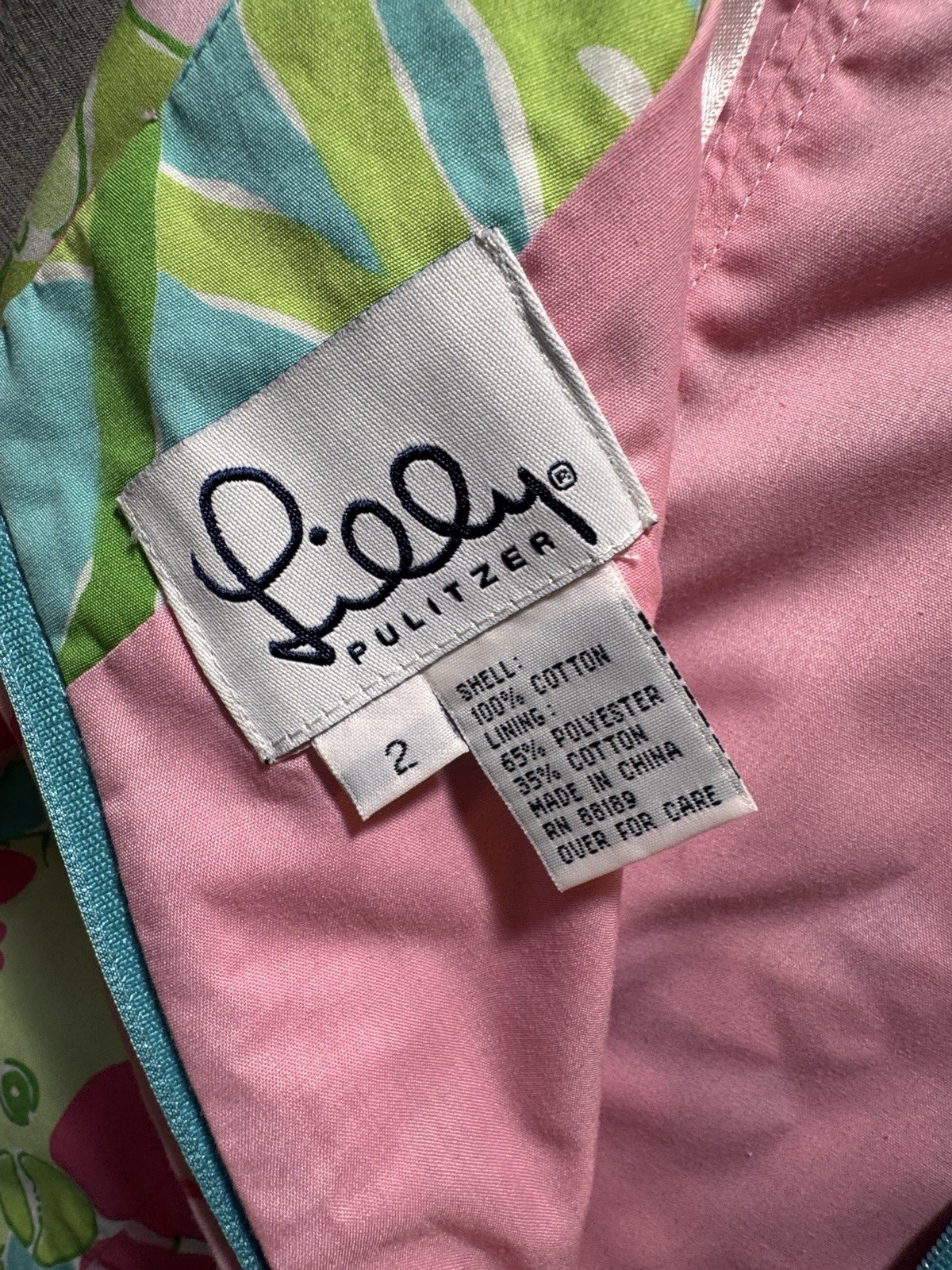 Vintage Lilly Pulitzer Amberly Strapless Dress Pink Green Floral Bow Size 2