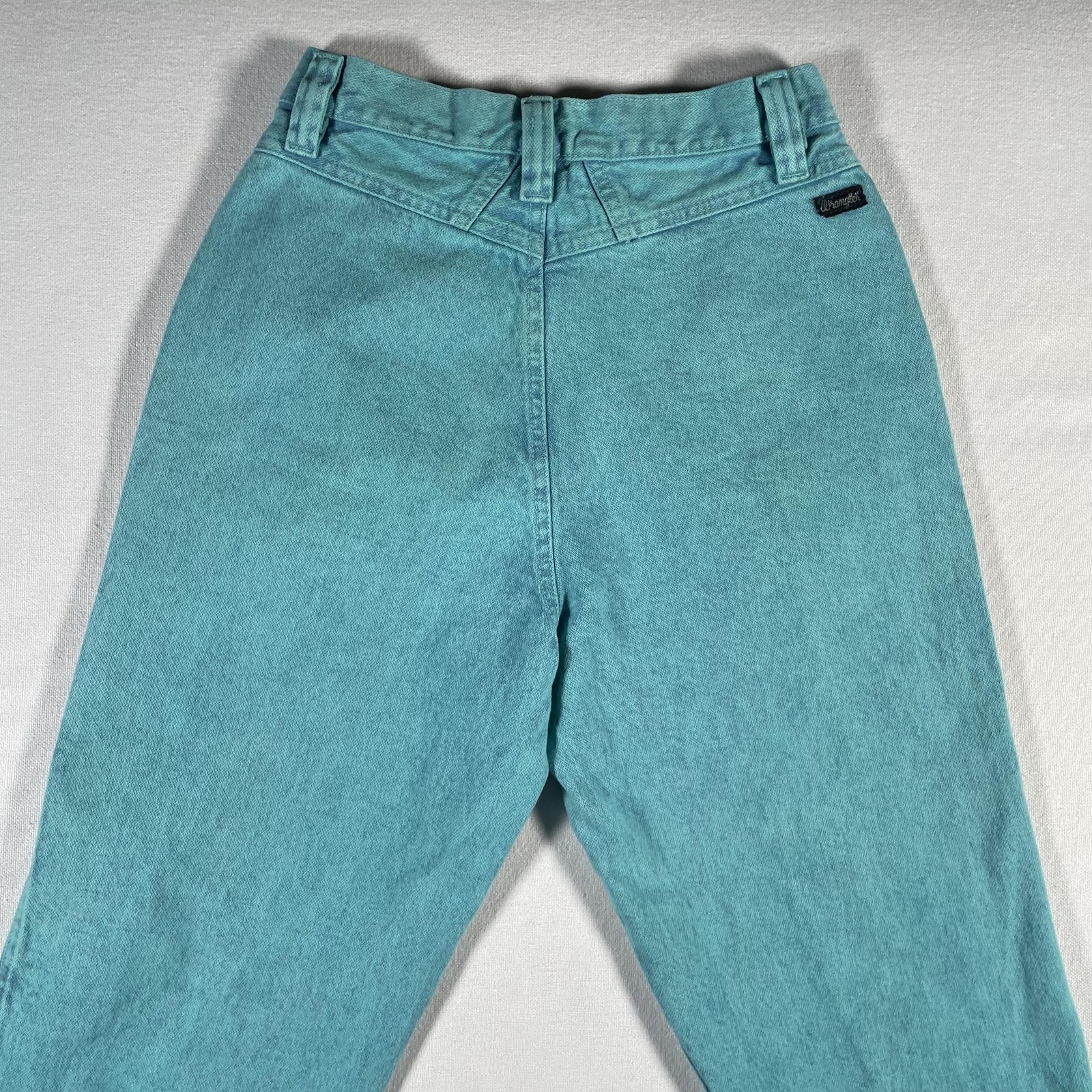 Wrangler Jeans Womens 25×36 High Rise Aqua Blue Straight Denim Made USA MA201-04