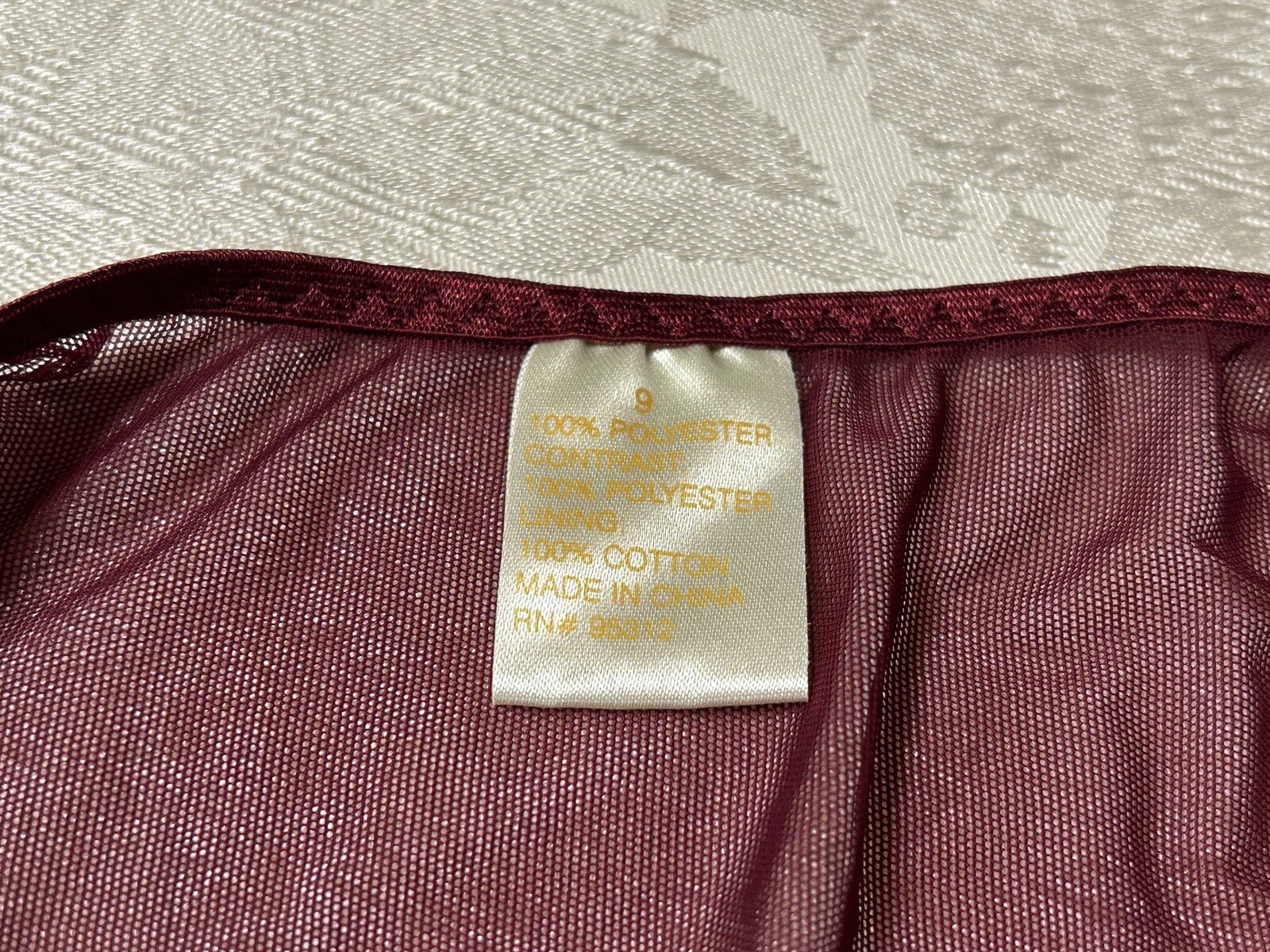 Vtg Unbranded Embellished Satin Lined Front Sheer Mesh Back Hi-Leg 9 Panties