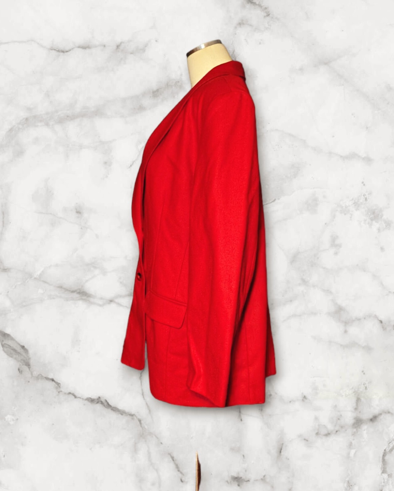 New MODIANO 1980s Solid Red Blazer Jacket 100% WOOL Business Size 14 Women&rsquo;s