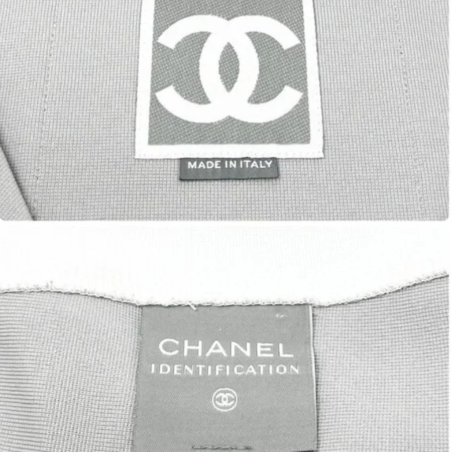 CHANEL Sport Vintage 01P CC Rompers One Piece #34 Zip Gray White Nylon