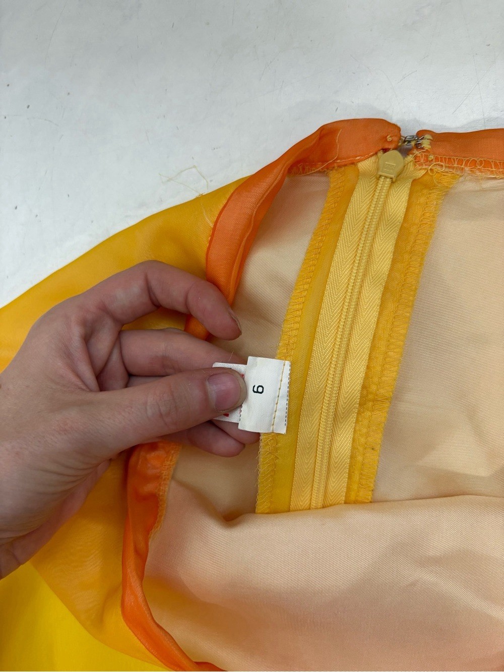 Vintage Union Made Size 9 Yellow Orange Ombré 2 Piece Formal Set Party Travel