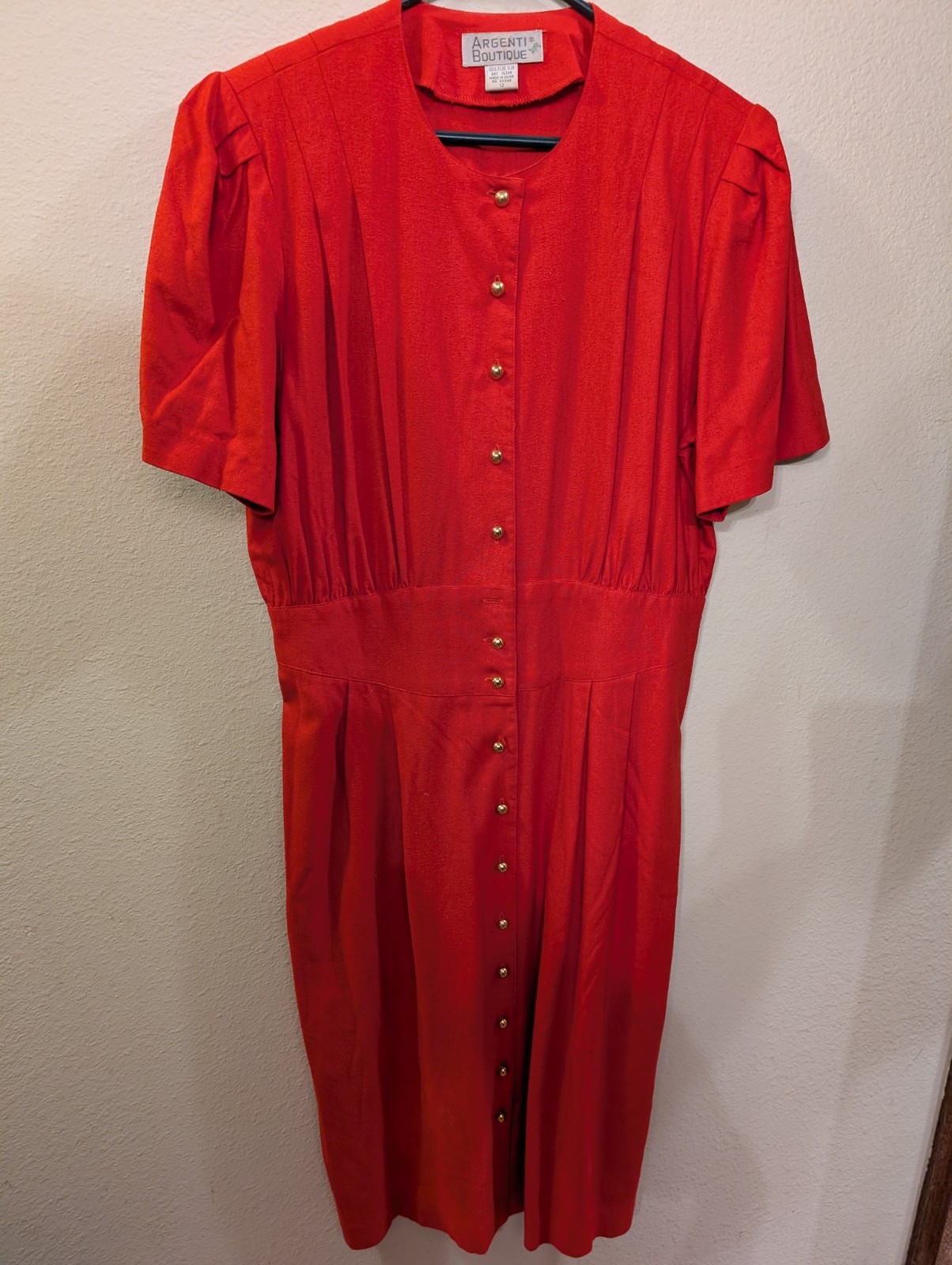 Women&rsquo;s Argenti Boutique 100% Silk Button Up Dress Size 12, 1980s Vintage