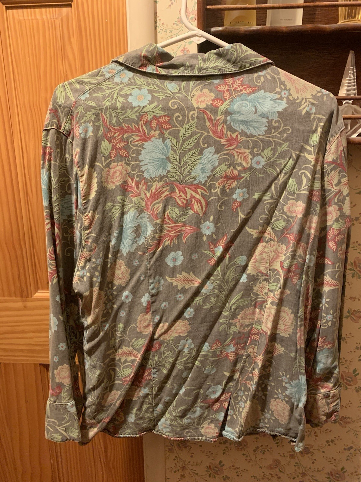 Tianello Women&rsquo;s Floral Fan Print Long Sleeve Blouse Vintage, Button Down, 1X