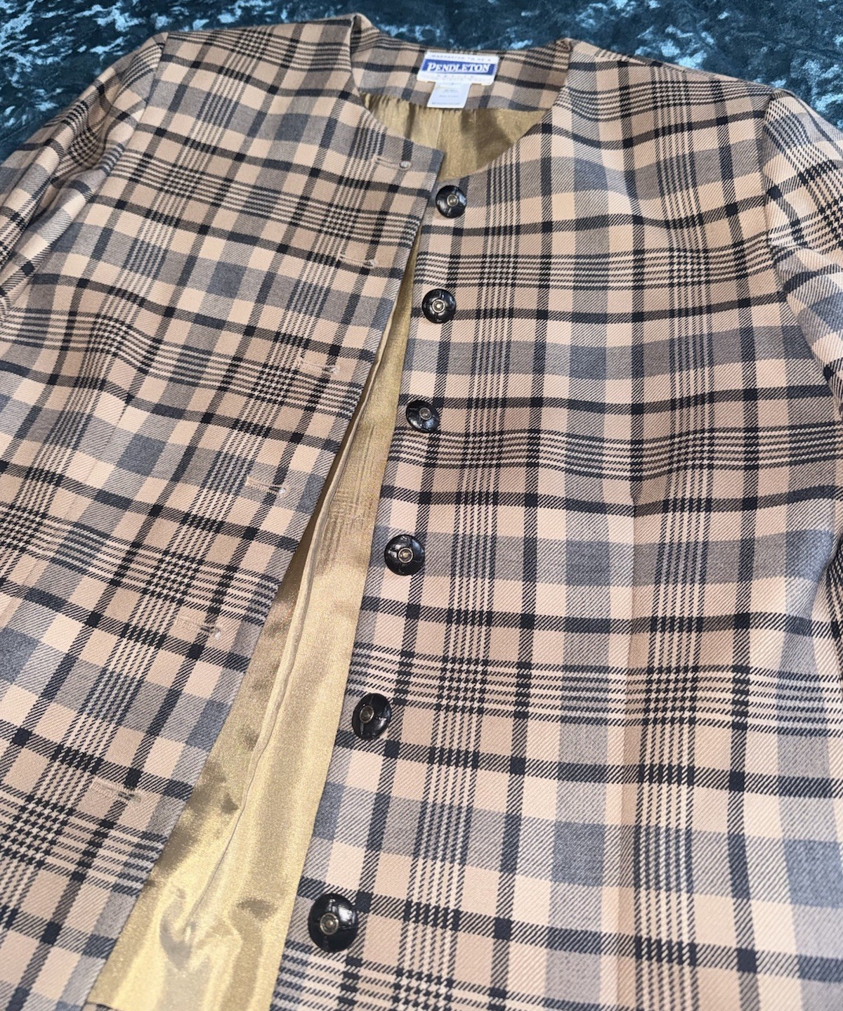 Pendleton Blazer Women’s Petite Vintage 90’s Plaid Brown/Tan Size 8P