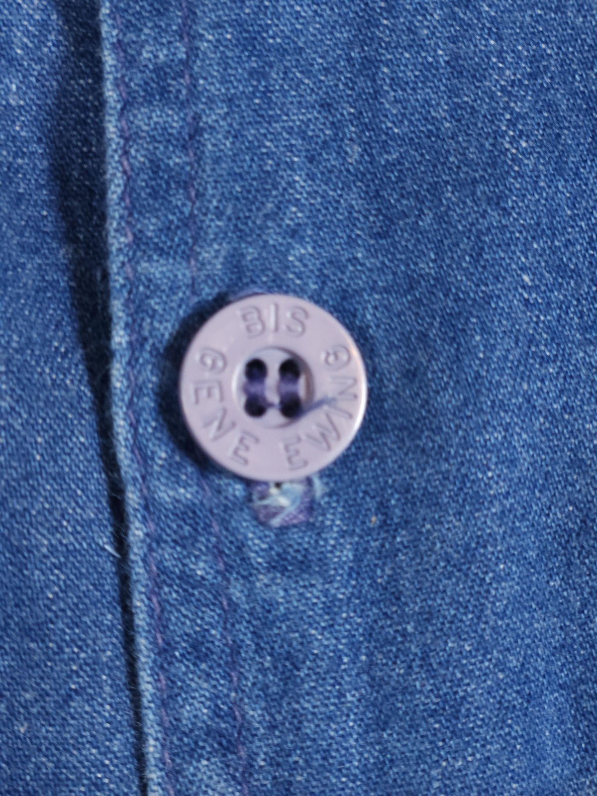 VTG Gene Ewing Bis Wrinkled Rich Dark Denim Solid Button Down M Pocket