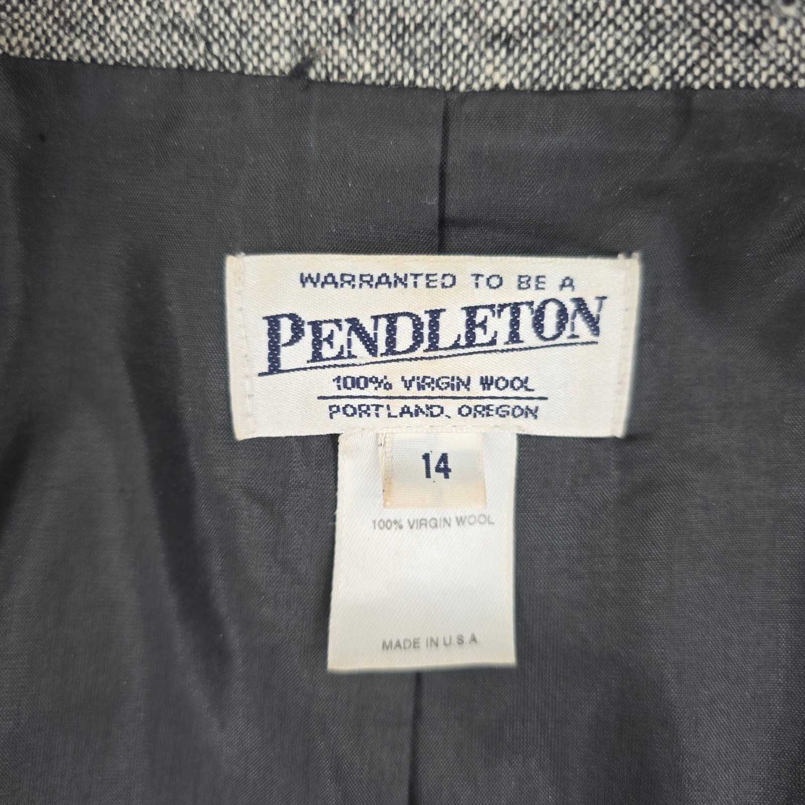 Pendleton Vintage Grey Donegal Tweed Wool Pant Suit Blazer Trousers Size 14 USA