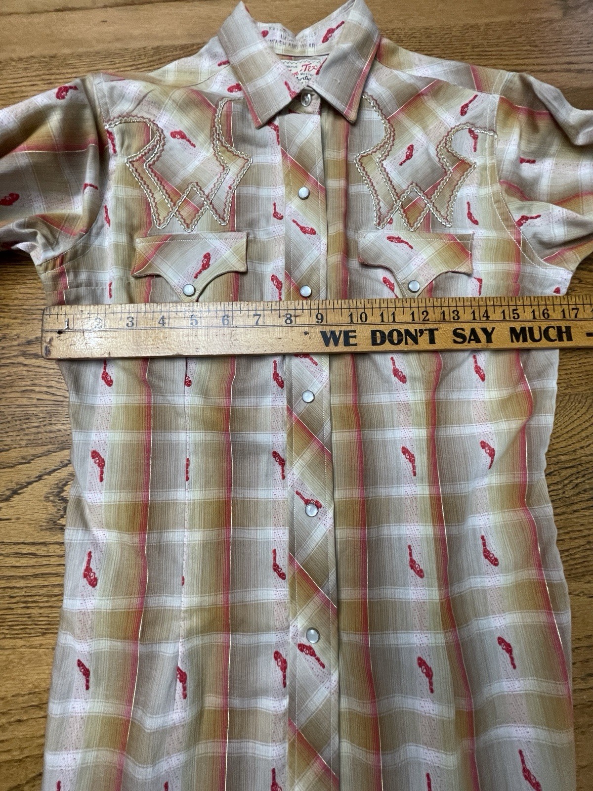 Vintage TEM TEX Western Pearl Snap Plaid Shirt Women Ladies 1960’s 70’s