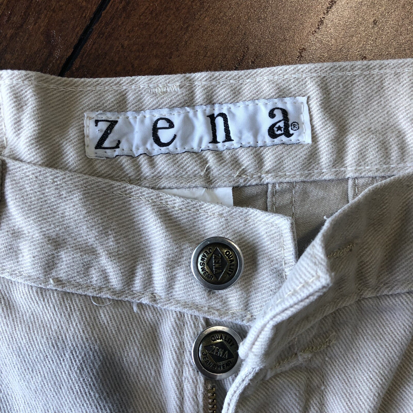 Zena Mom Jeans Size 8T High Rise Tapered Retro Tan Pockets 27×32 Vintage