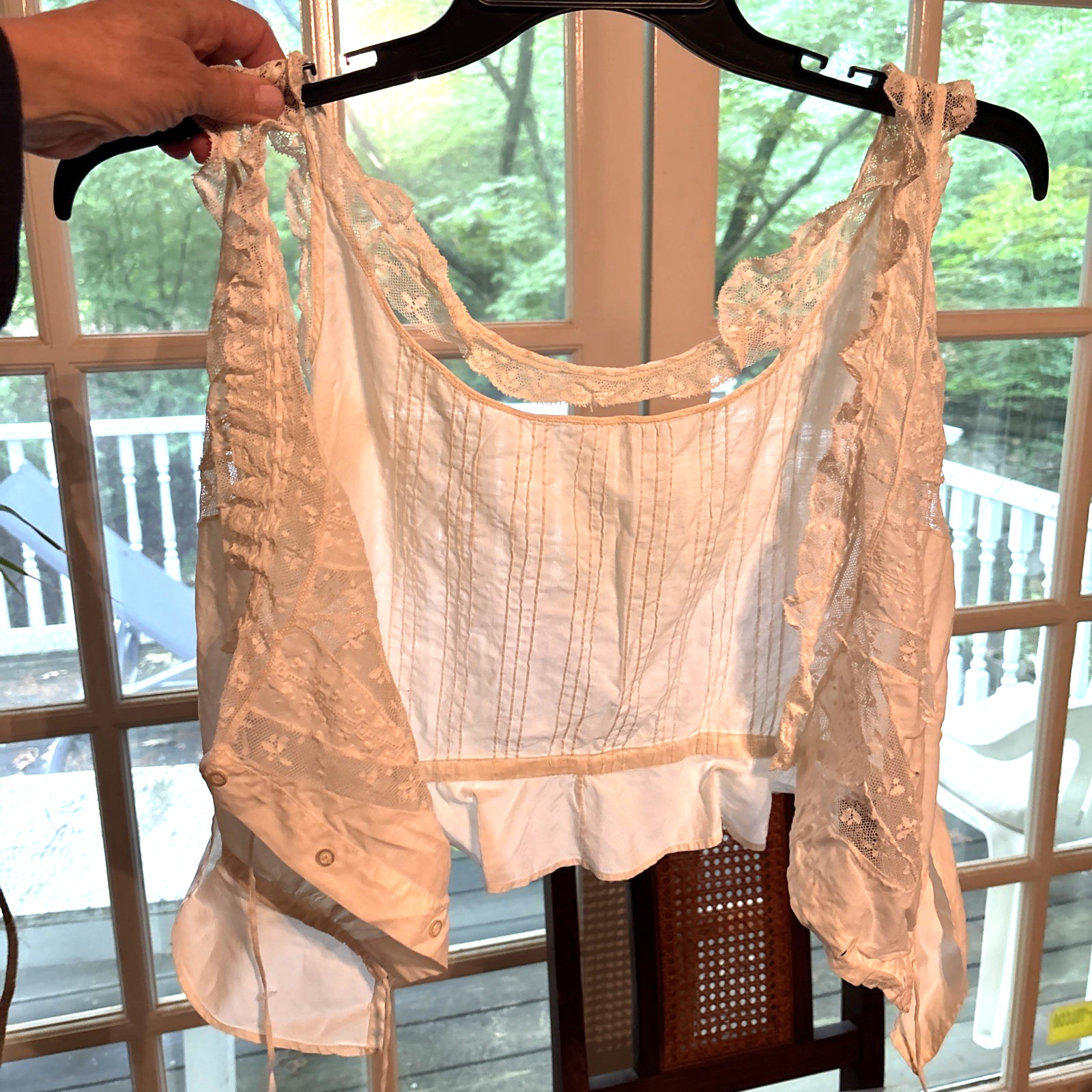 ANTIQUE VICTORIAN EDWARIAN CAMISOLE CORSET COVER LACE COTTON S Grannycore Read