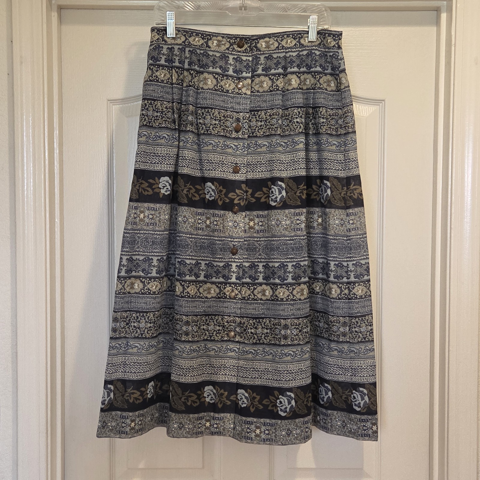 Jeffrey and Dara Sportswear Skirt Women&rsquo;s Size 14 Sheer Button Front Floral VGUC