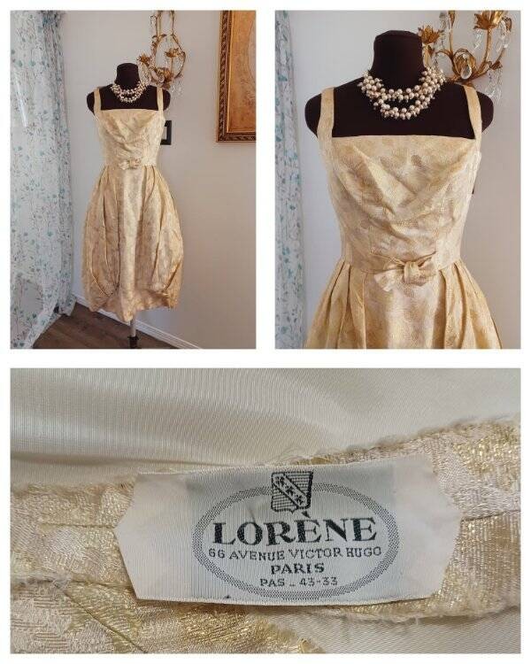 Vintage 1950&rsquo;s Gold Balloon Dress From Paris Sleeveless Lorene Victor Hugo S