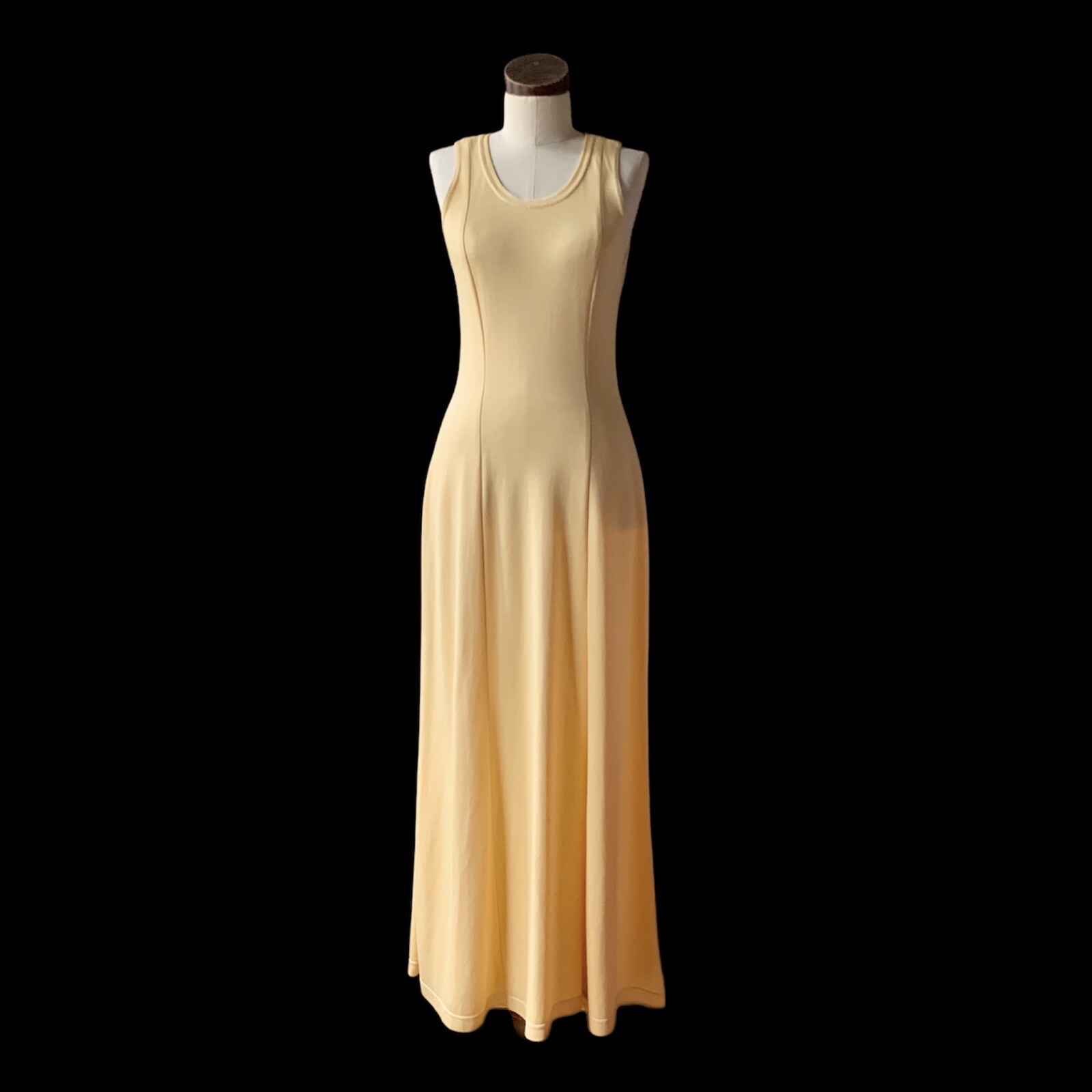 Vintage JOSEPH RIBKOFF Sleeveless Yellow TENCEL Maxi Dress 6