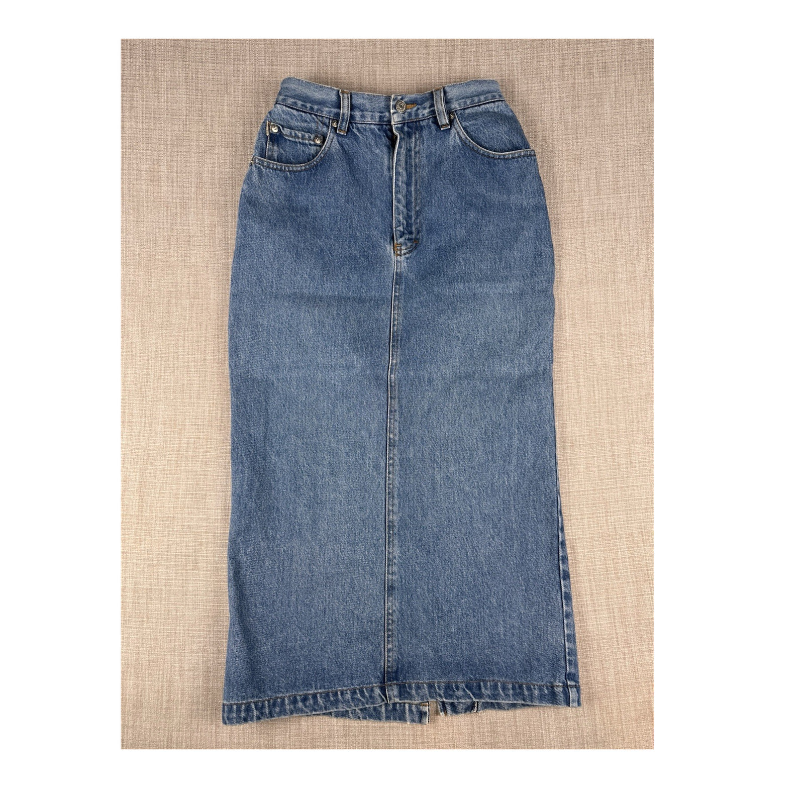 Vintage 90s Ralph Lauren Country Denim Maxi Skirt Size 4 Made in USA W27