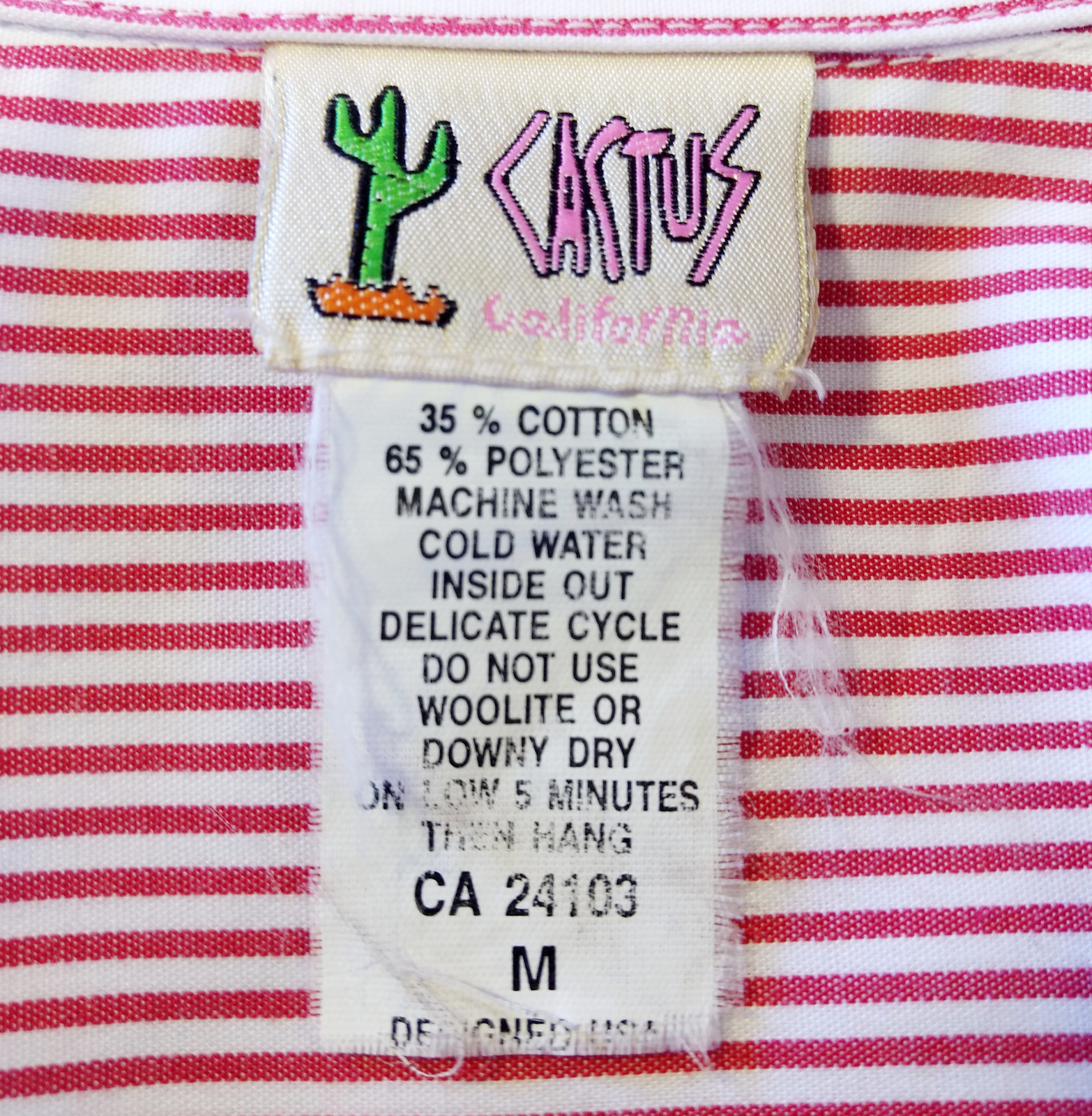 CAT Applique Shirt 2pc Womens Medium Set Red White Stripe Tank Crystals Kitschy