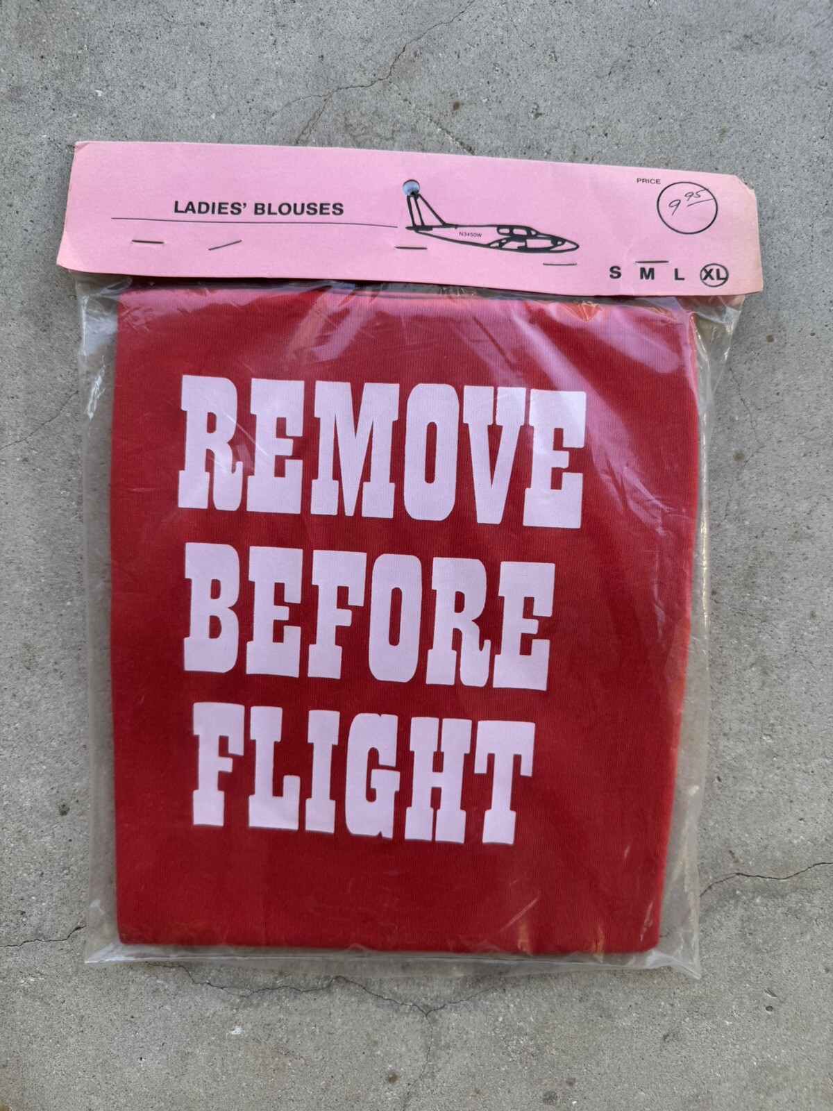NIP 1970s Fun Tees Sportswear REMOVE BEFORE FLIGHT Aviation T Shirt XL Humor