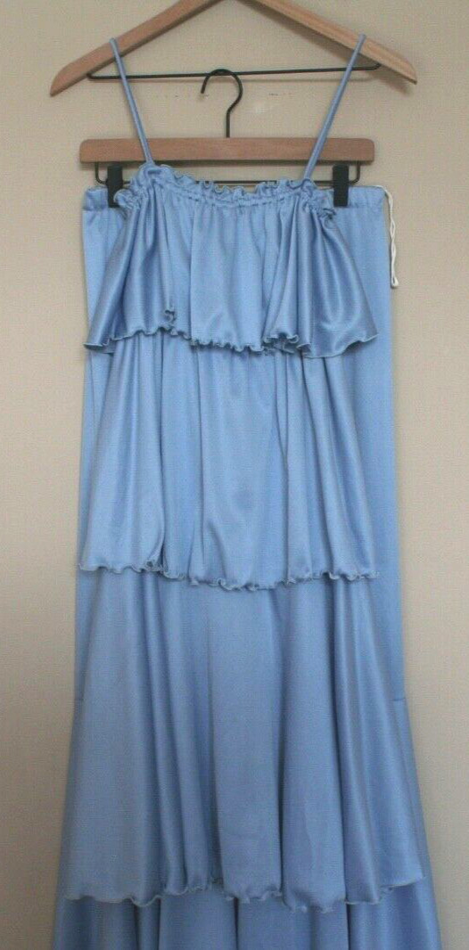 Vintage Dress Skirt Set 60s 70s Tiered Maxi Knit Ruffle Womens Size Small 4 6
