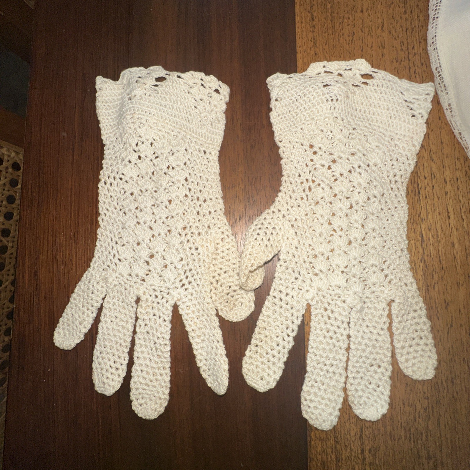Antique Edwardian Tea Lawn Skirt Top Petticoat Gloves Embroidered Cream Linen