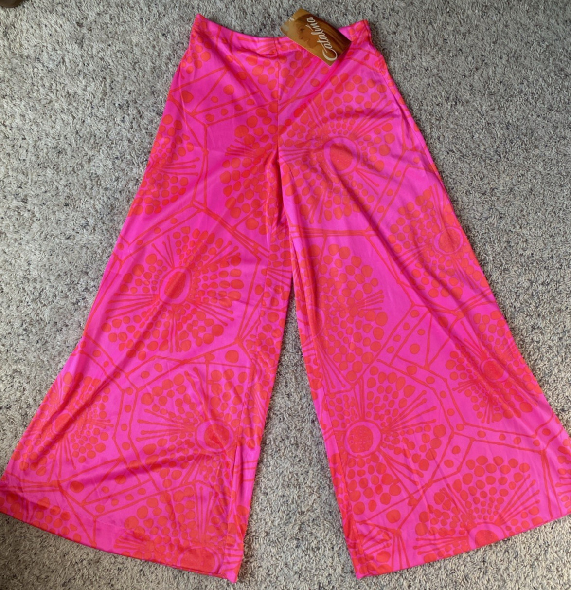 Vintage Women&rsquo;s Catalina Palazzo Pants 1970&rsquo;s Pink Orange New Old Stock with Tag