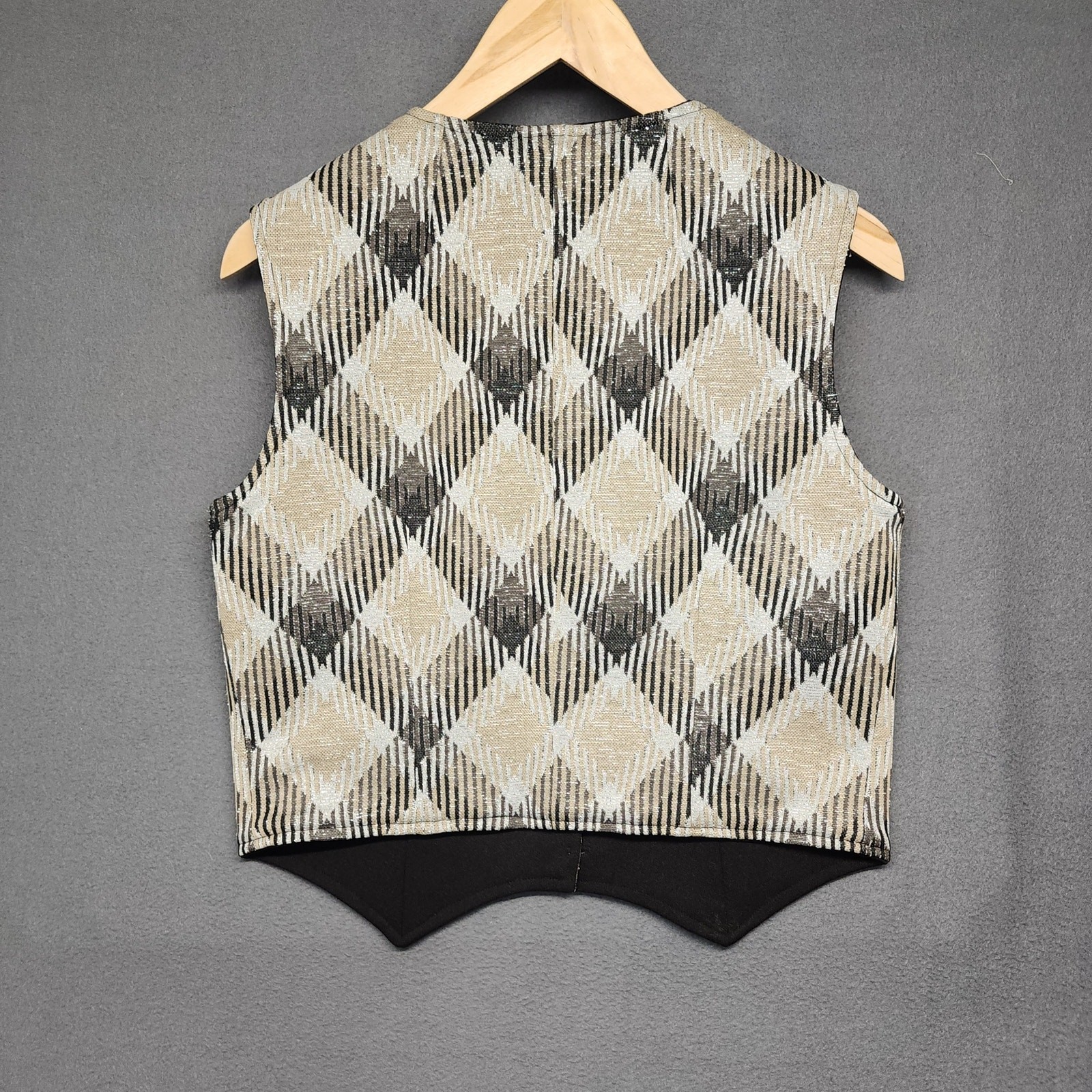 Vintage Handmade 3 Piece Set Jacket Vest Skirt Womens S/M Plaid Metallic 60s 70s