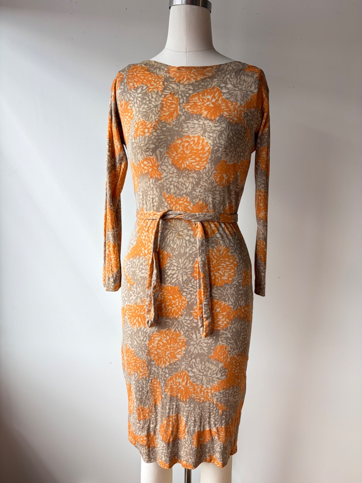 1960&rsquo;s Emilio Pucci for Lord & Taylor silk jersey knit orange and tan floral
