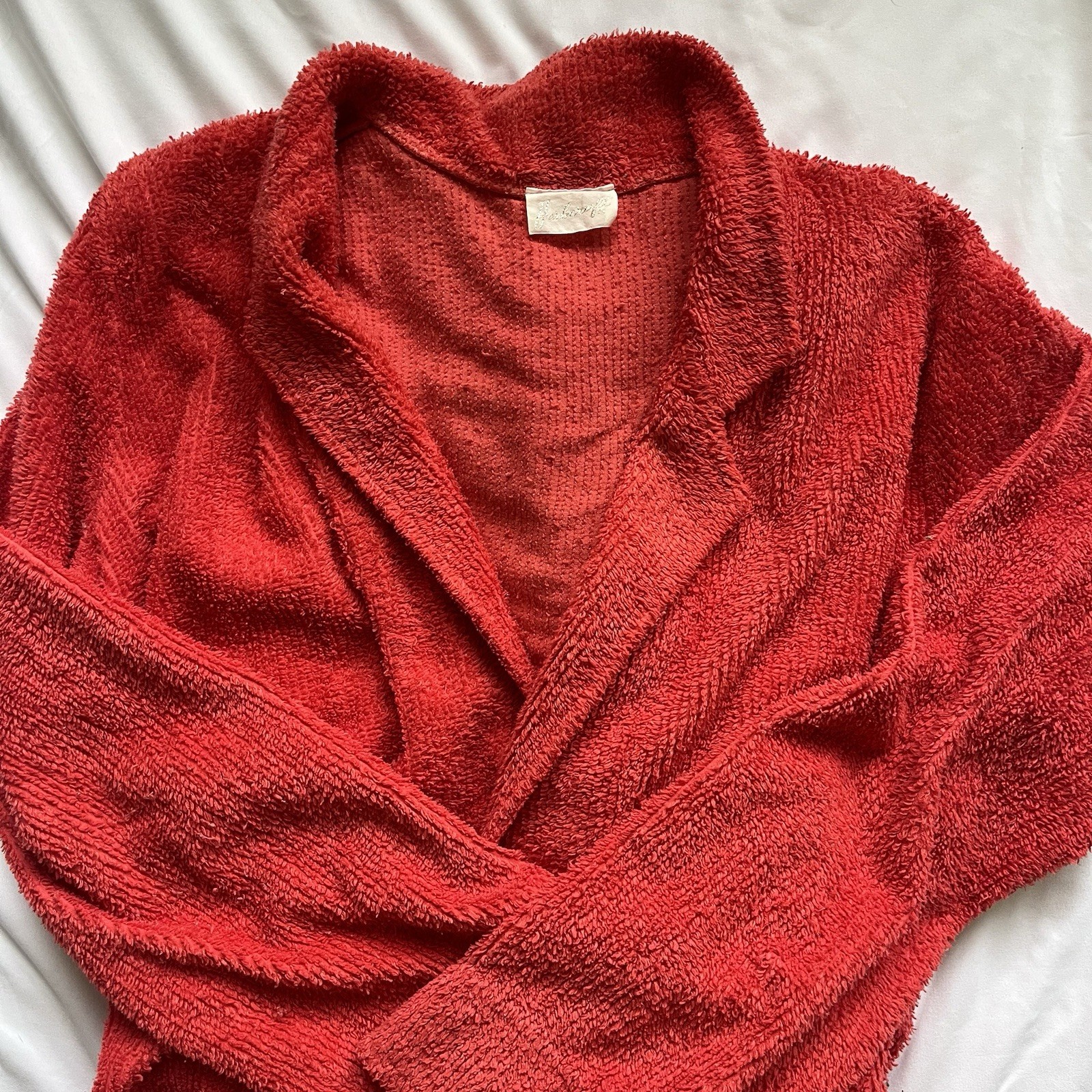 Vintage Stan Herman Herbcraft Chenille Bath Robe One Size Red Full Length