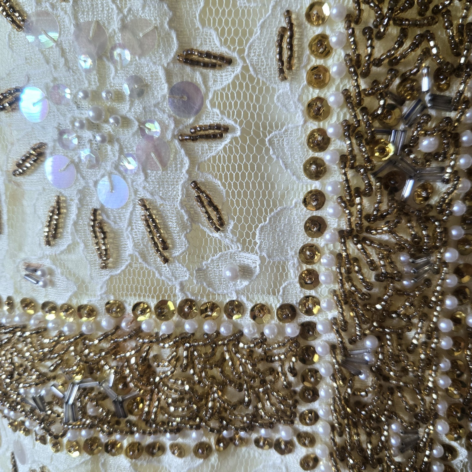 Vtg 60s 70s Beaded Tunic Top & Pants Set, Yellow & Gold, Vacation, S
