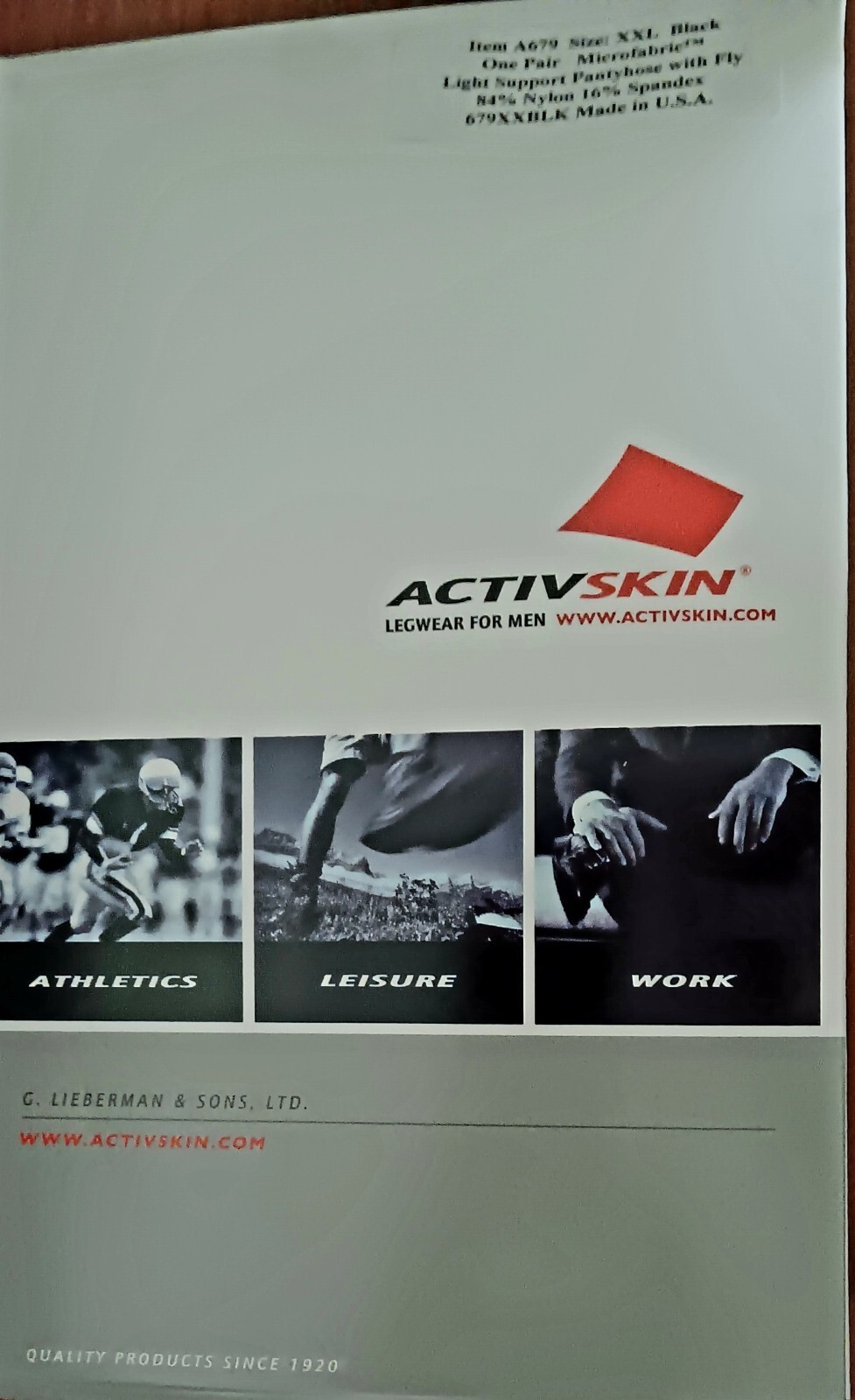 65 +/- Mens ActivSkin A679 Microfabric Support Sheer Pantyhose w/Fly XL and XXL
