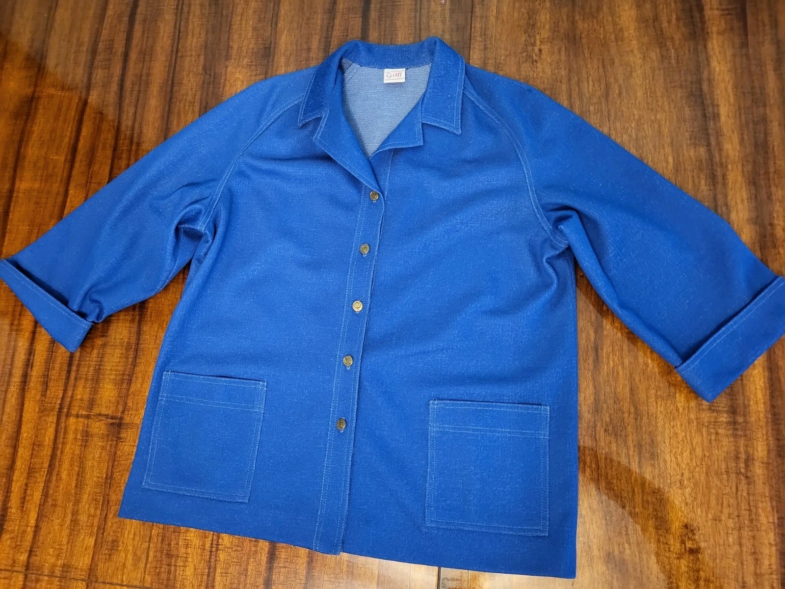 Vintage Graff California Wear 1970s-1980s Blue Denim Look Women&rsquo;s Jacket L-XL