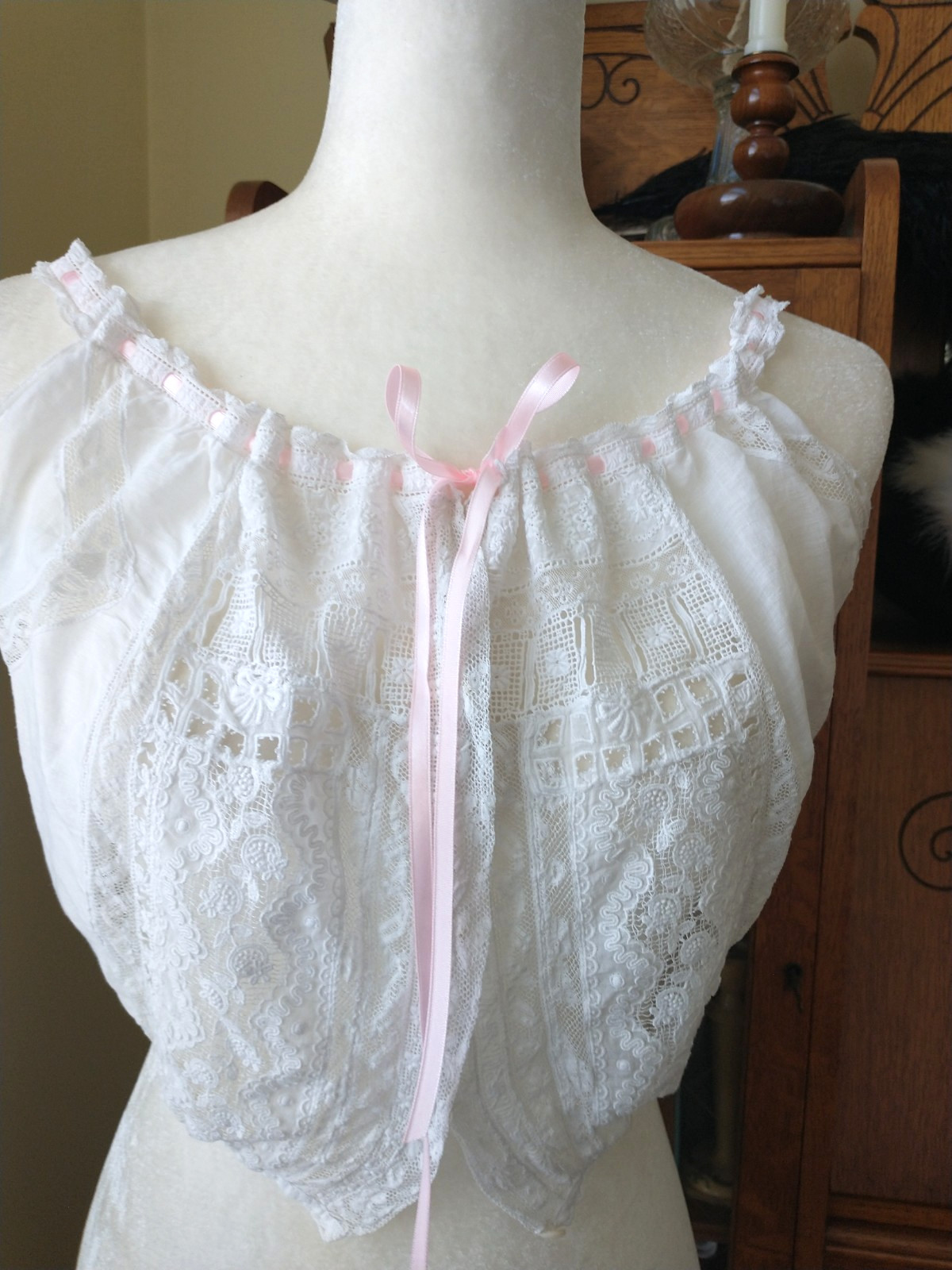 Antique Edwardian Victorian Camisole Corset Cover Camisole Lace-Lace-Lace