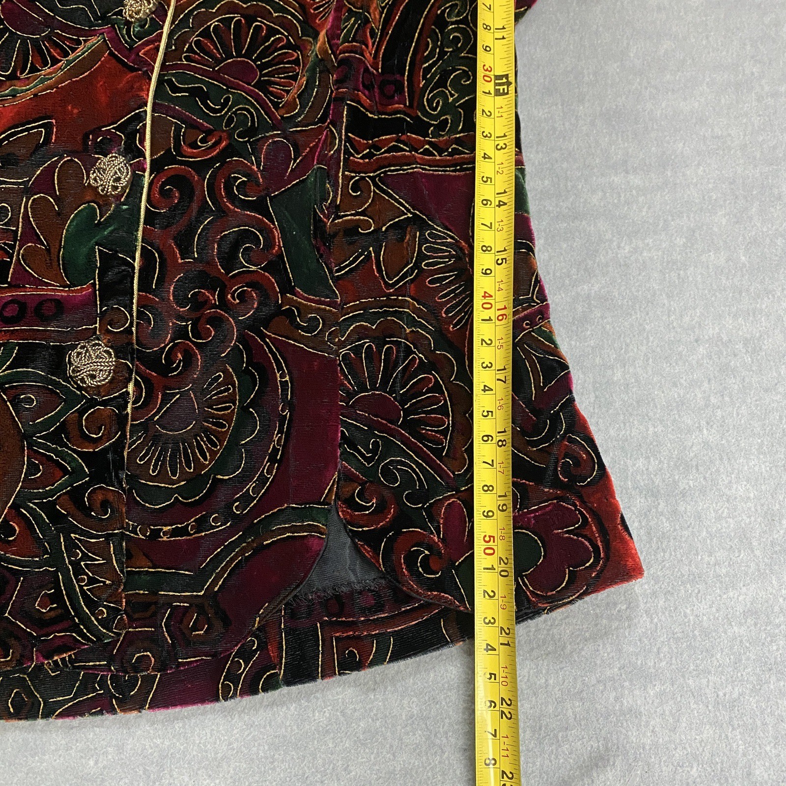 Vintage Another Thyme Medium Velvet Floral Button Up Jacket Blazer Old Money