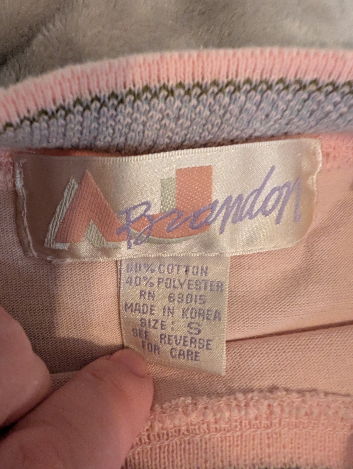 Vintage 1990s Brandon Pink Pullover Top Shirt Large Cotton Poly Blend Pocket