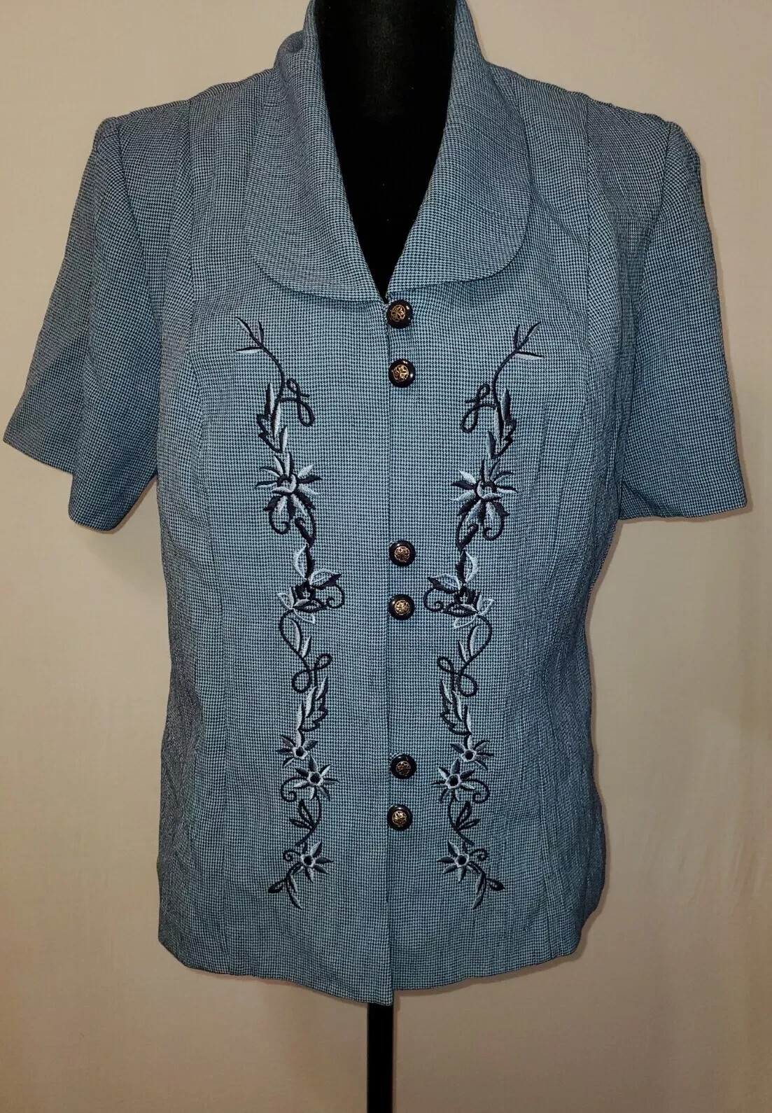 Vintage Miss Dorby Women’s Short Top Size 10 Embroidered 80&rsquo;s Short Sleeves S63