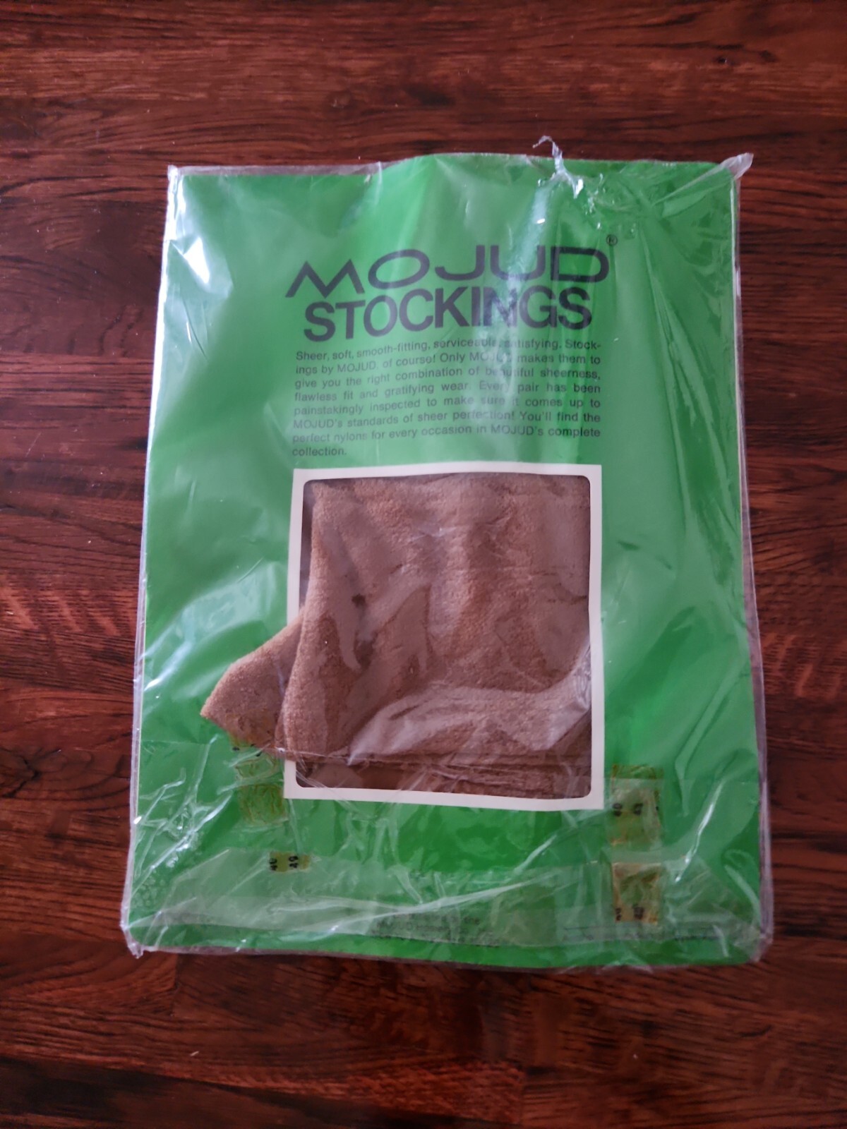 Vintage Mojud Stretch Agilon Nylon Stockings Size B Fits 9.5 -10 Seamless Beige