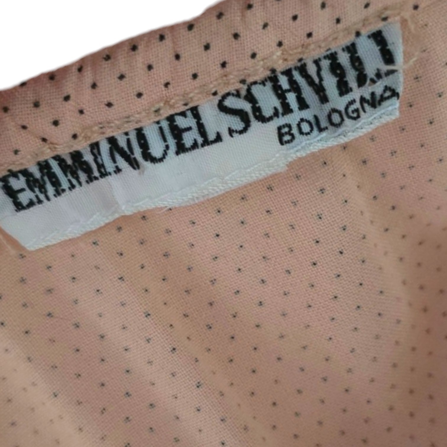 Vintage Emmanuel Schvili Peach Swiss Dot Drop Waist Tiered Coquette Summer Dress
