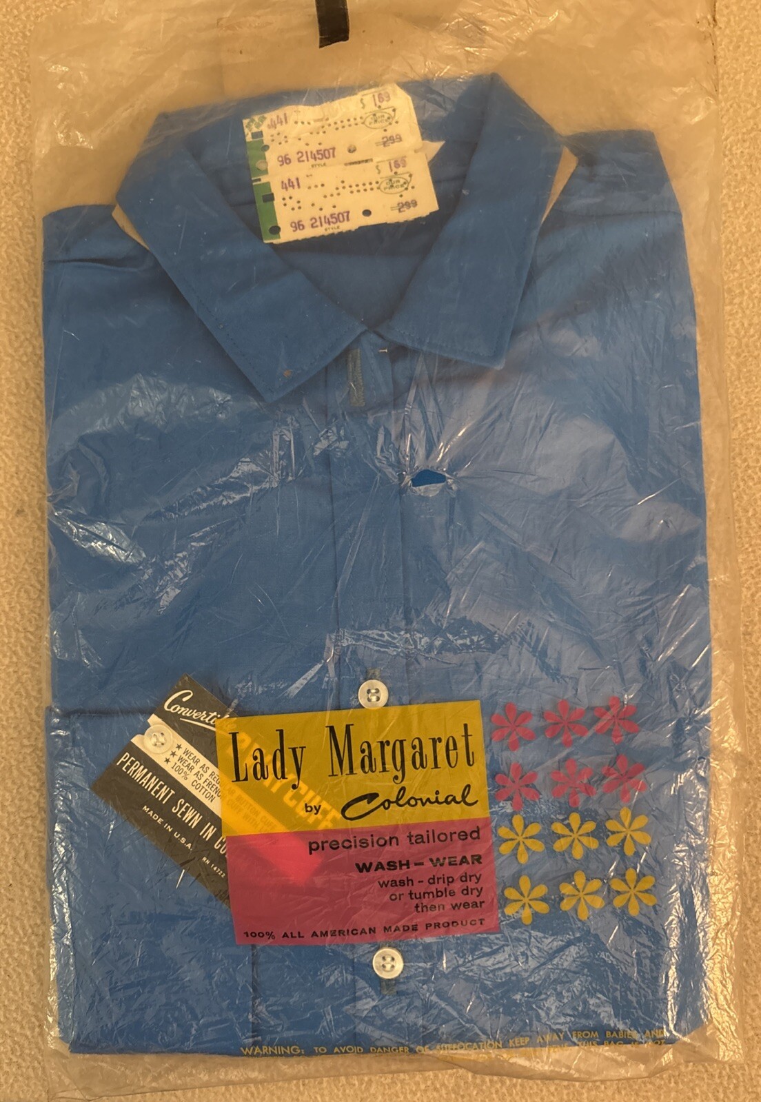 Vintage Lady Margaret by Colonial Turquoise Long Sleeve Blouse Retro Sz 12 USA