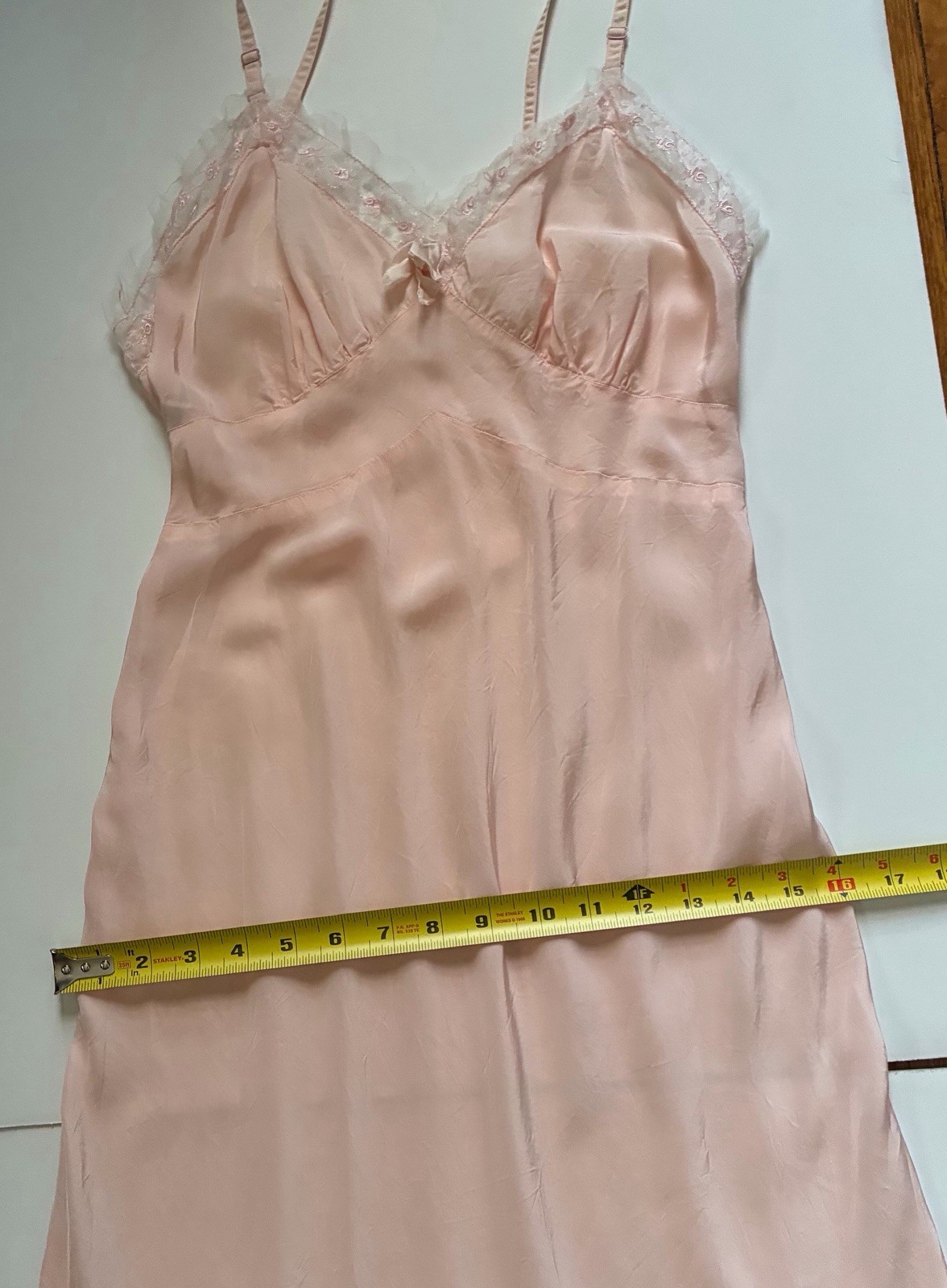 Vintage Pink Charmode Sears Roebuck Rayon Lace Tulle Nightgown Small ￼1950’s