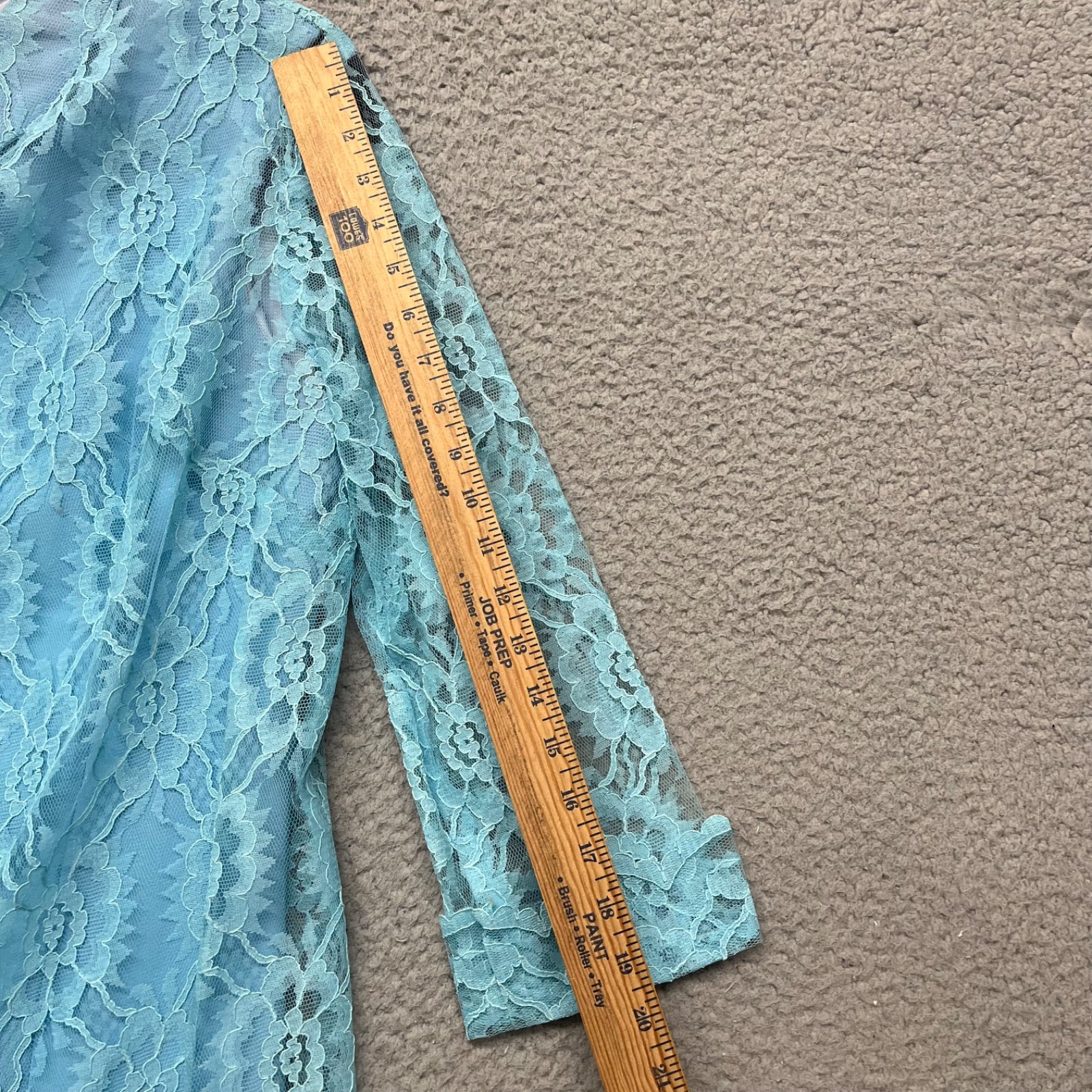 True Vintage Dress Womens 16 Baby Blue Lace Shift Sheer 60&rsquo;s 70&rsquo;s Retro Wedding