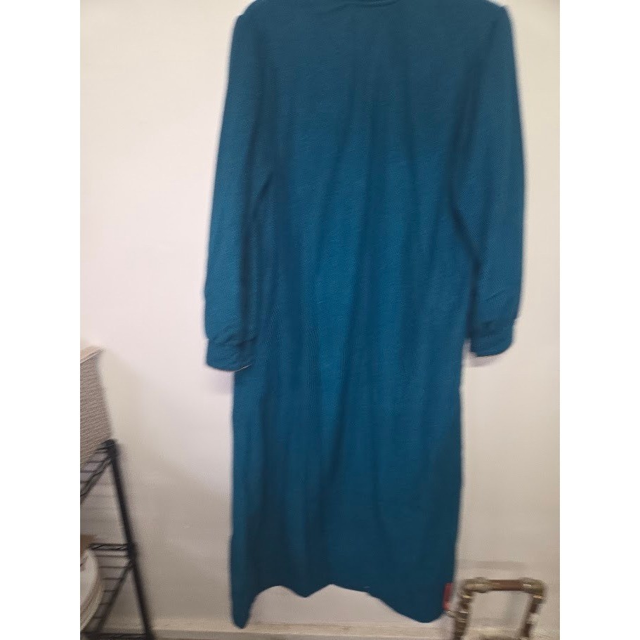 Vintage Sears Cachet Teal Embroidered Robe House Dress Size M