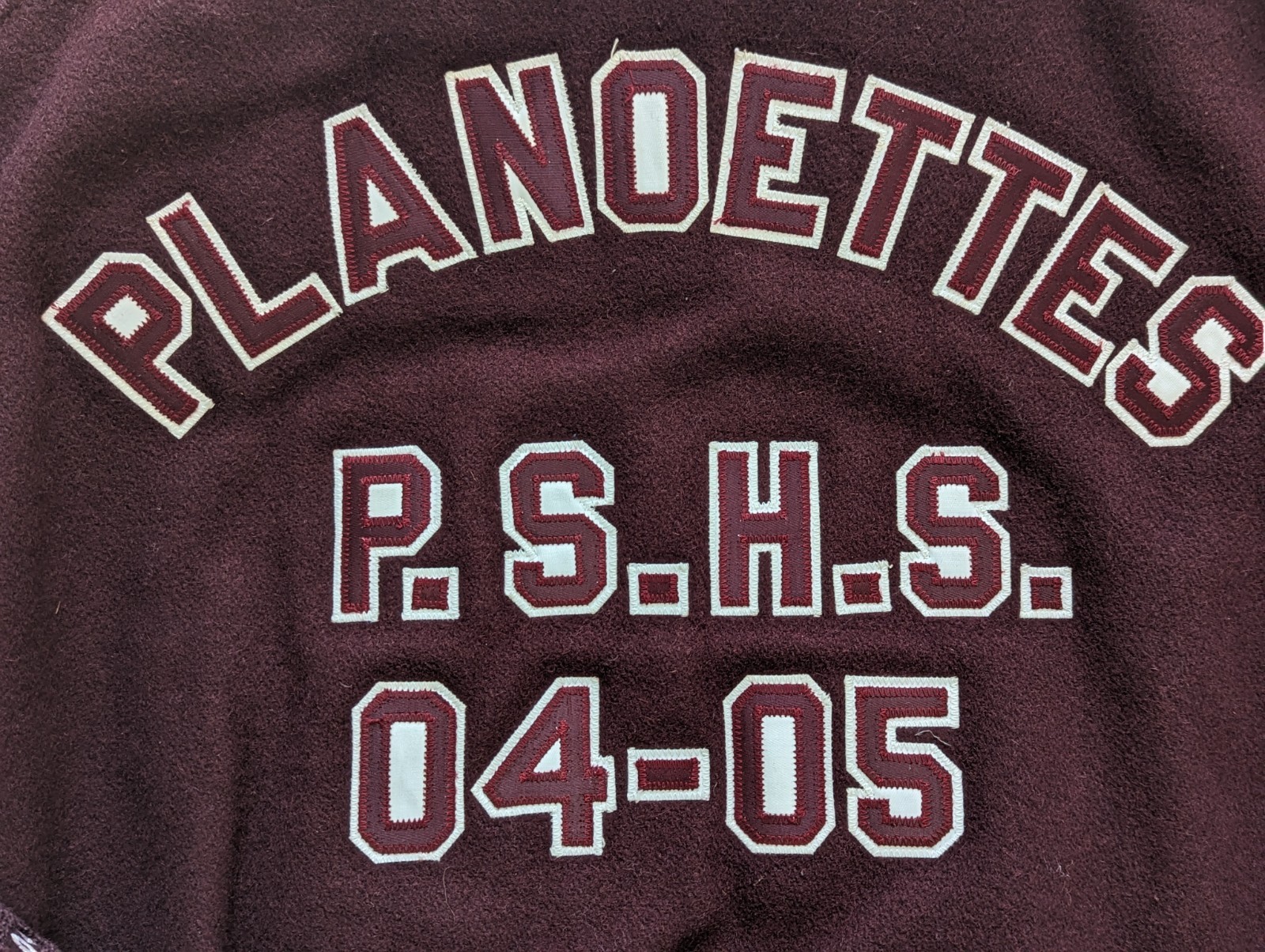 DeLONG Planoettes PSHS Varsity Jacket Maroon Wool Small Plano Senior High School