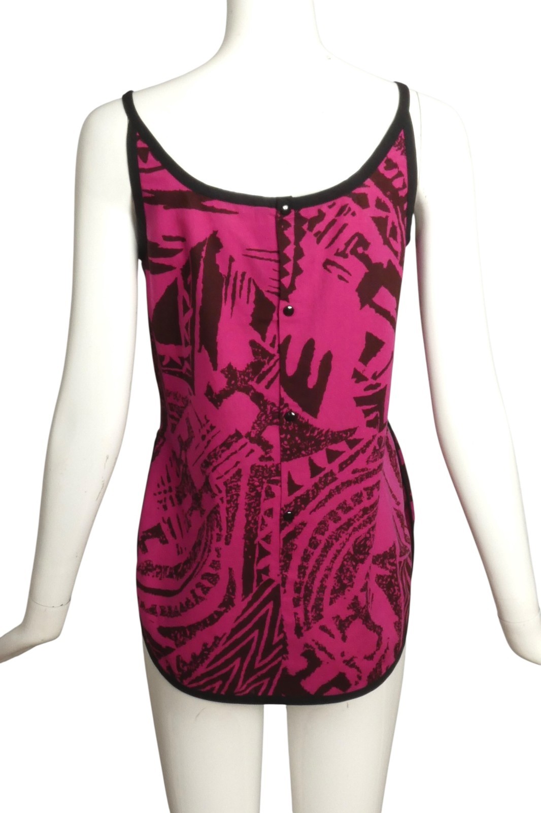 PIERRE CARDIN PRESTIGE – 1980s Raspberry Linen Print Tank, Size-4