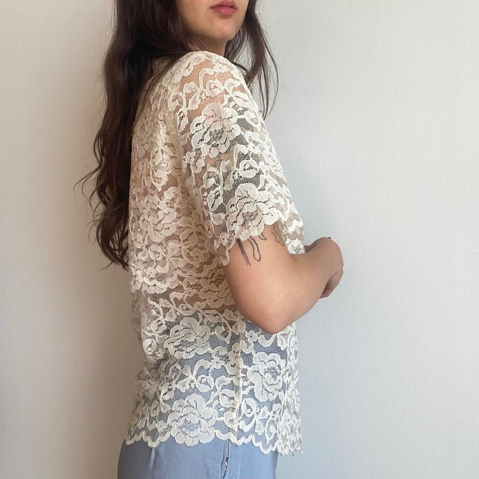 1960s lace asymmetrical top