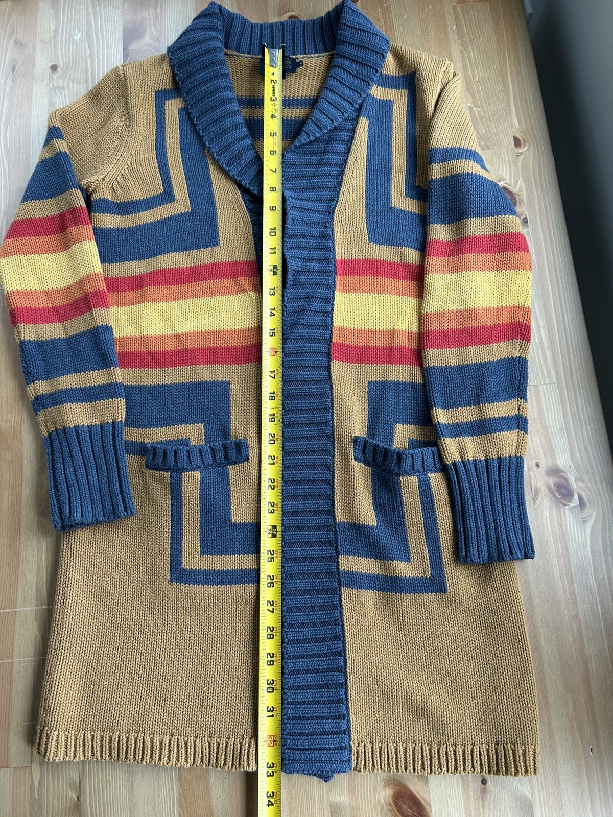 Pendleton Harding Open Long Cardigan Small Cotton Wool Exc Shape Southwest Aztec