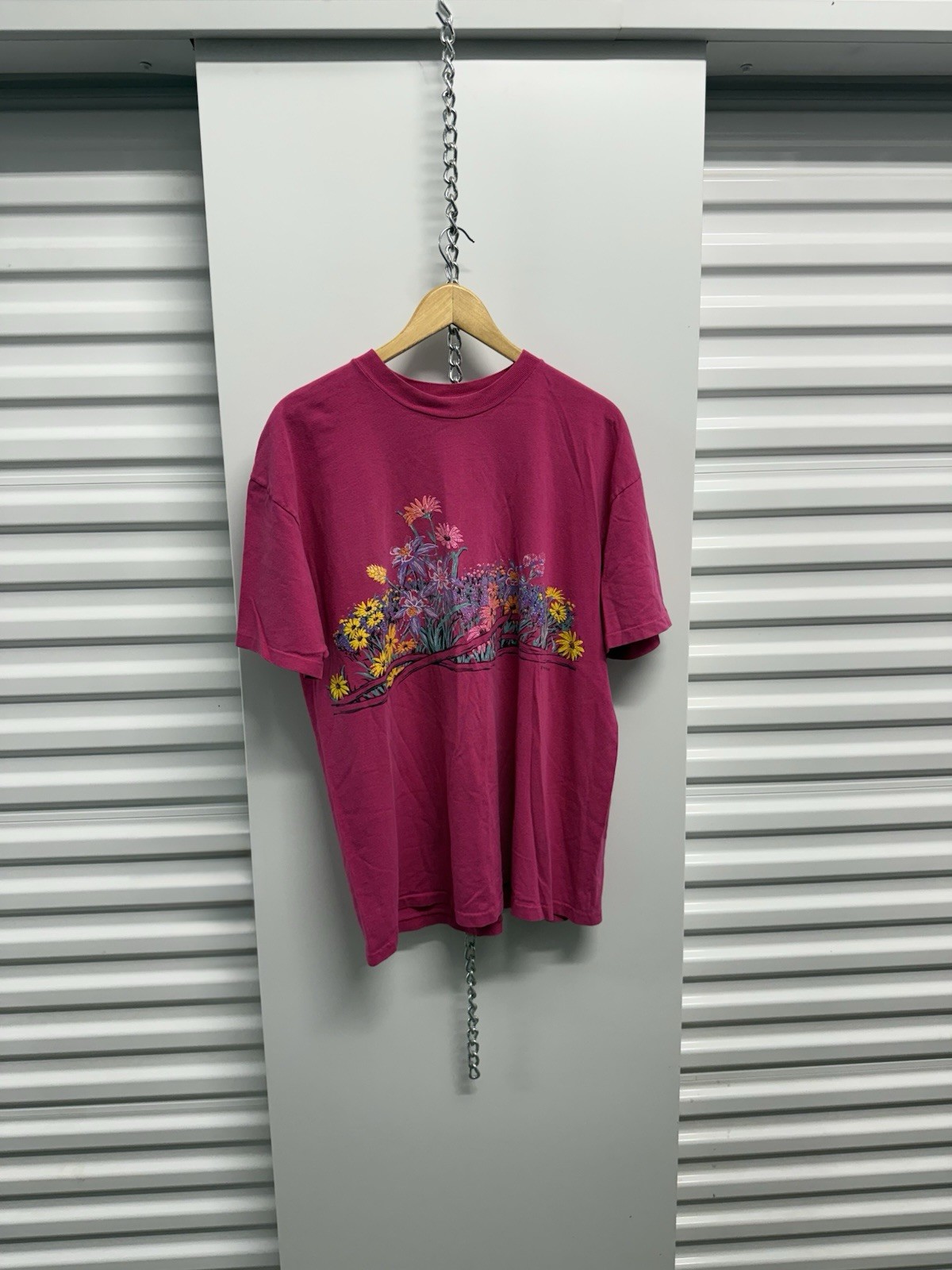 Vintage Early 90’s Women Flower Wrap Around Print Pink T-Shirt