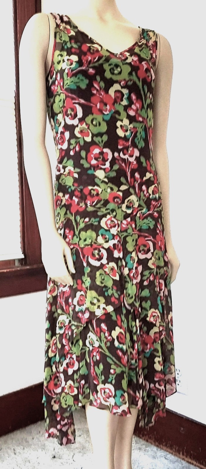 VTG 70s 80s does 20s ART DECO Gatsby Flapper Dress, Colorful Sheer Fancy Fabric