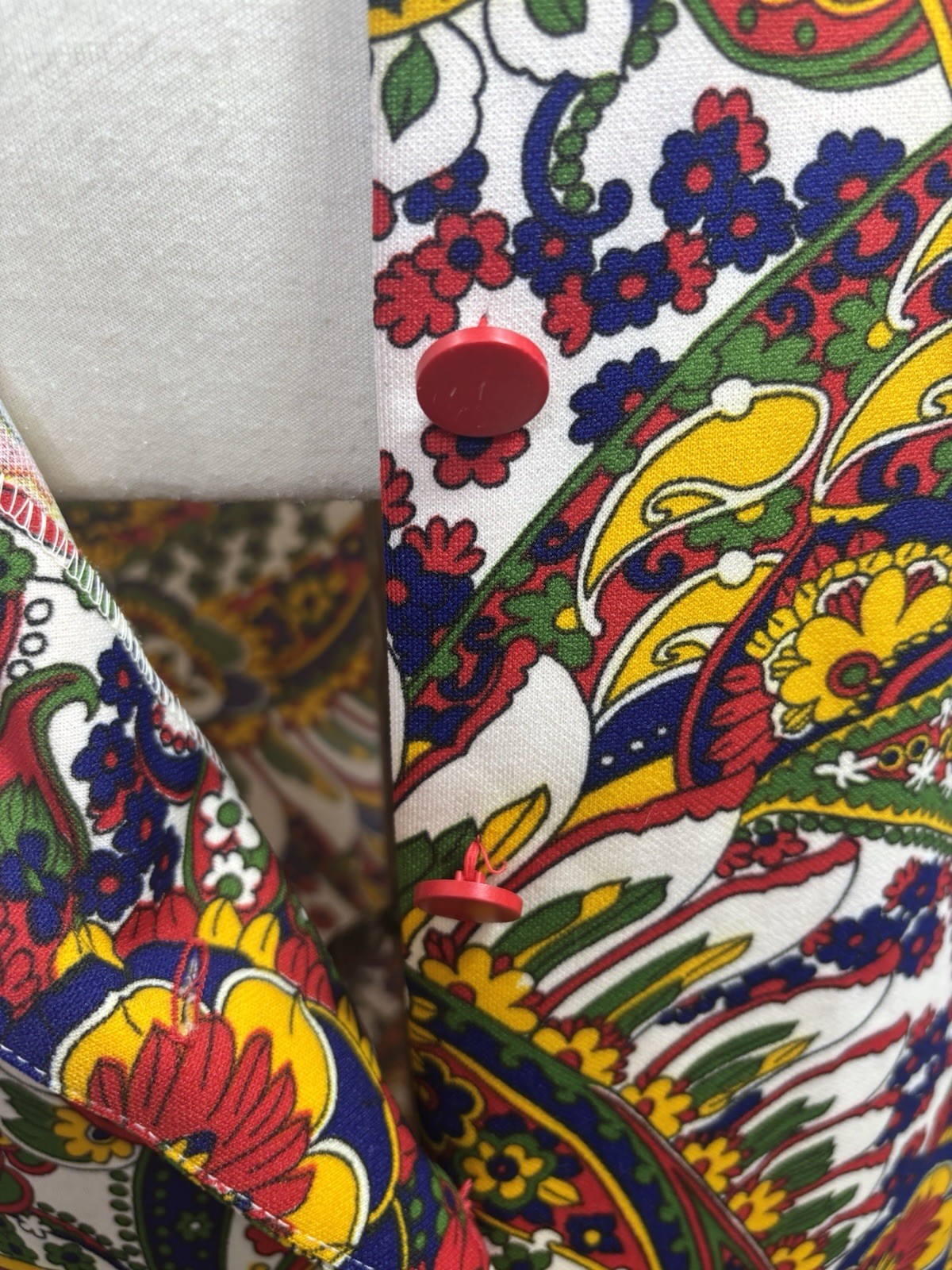 Vintage 60s MOD Maxi Skirt Psychedelic Paisley Retro Button Front XS MCM 70s