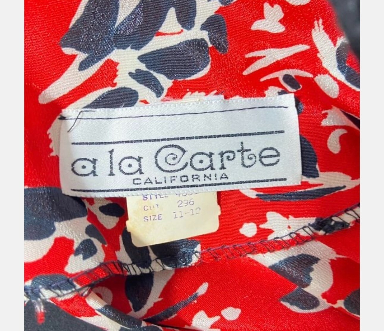 STUNNINGLY BOLD & UNIQUE A LA CARTE VINTAGE DRESS SZ 11 12 RED WHITE & BLUE