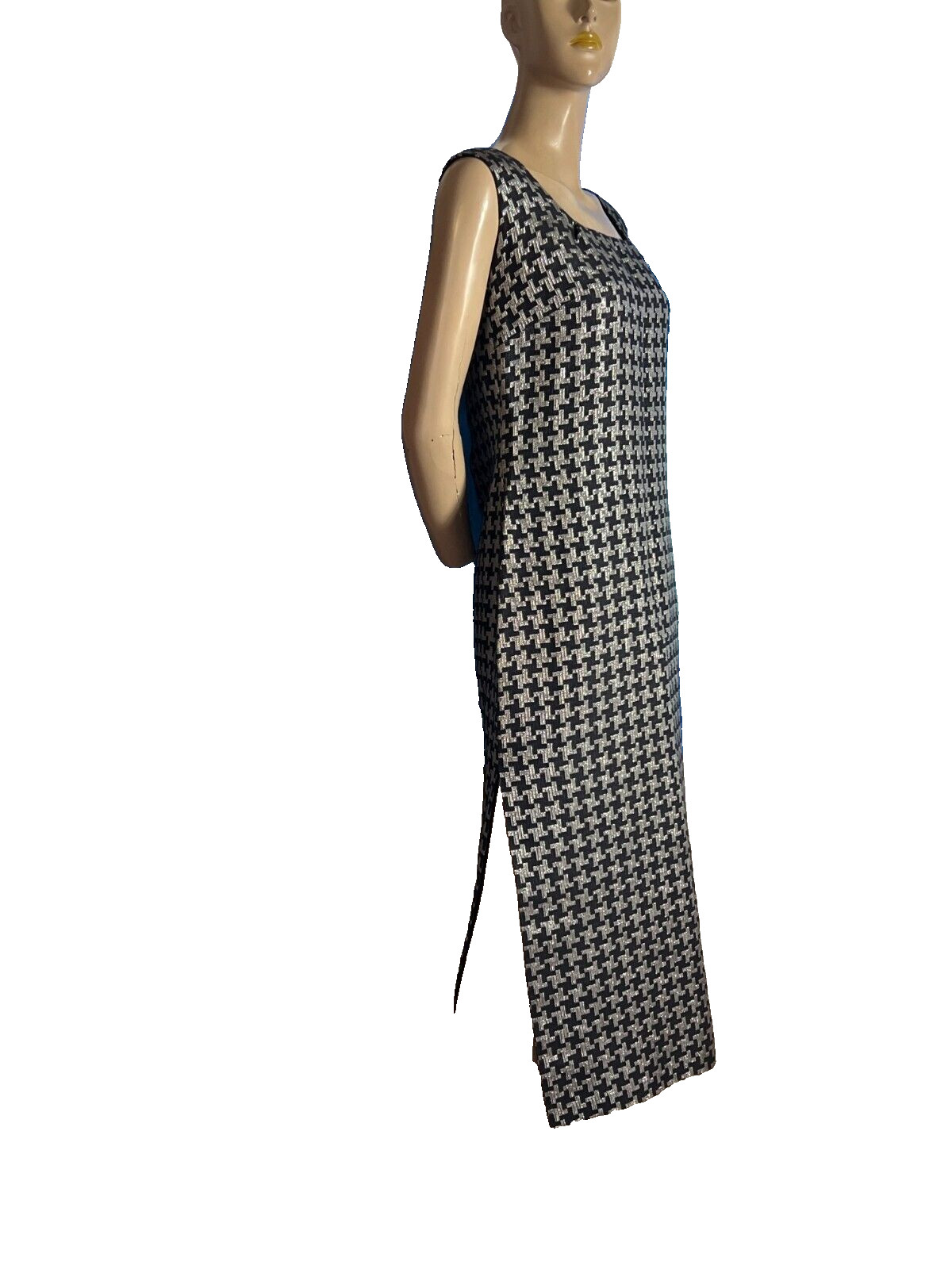 70s maxi dress black silver | handmade | brocade | disco look | size 38/40 |