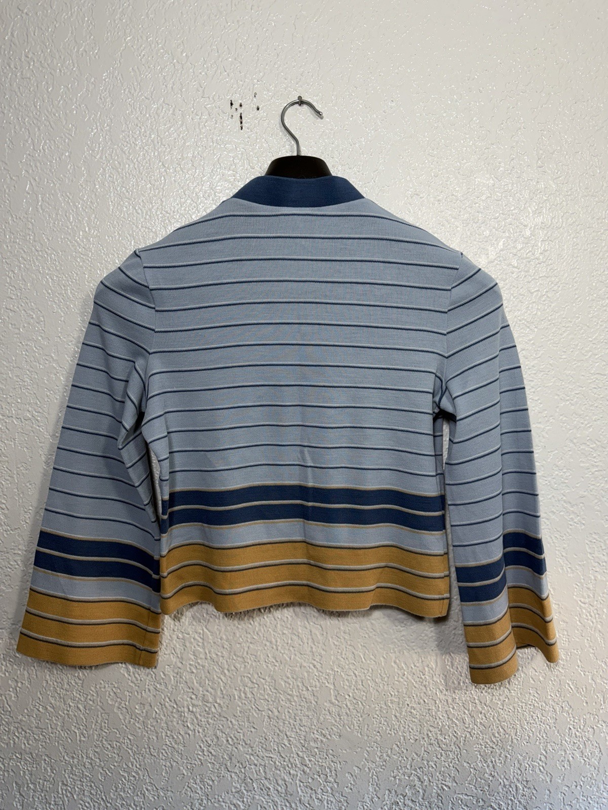 Vintage 60s / 70s Striped V-Neck Bell Sleeve Acrylic Top Hippie Women’s Medium